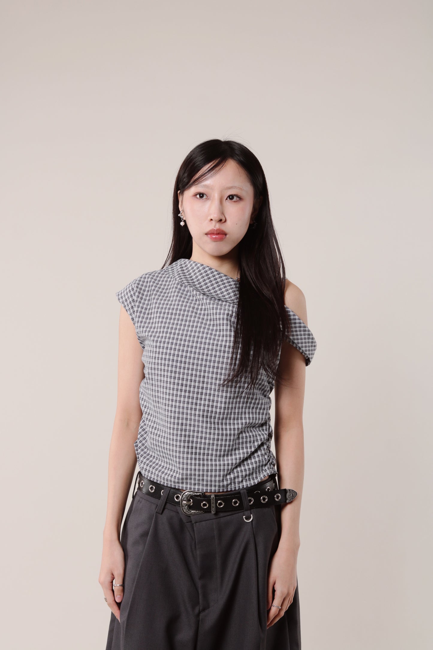 Checkered Devon Top (Ivory)