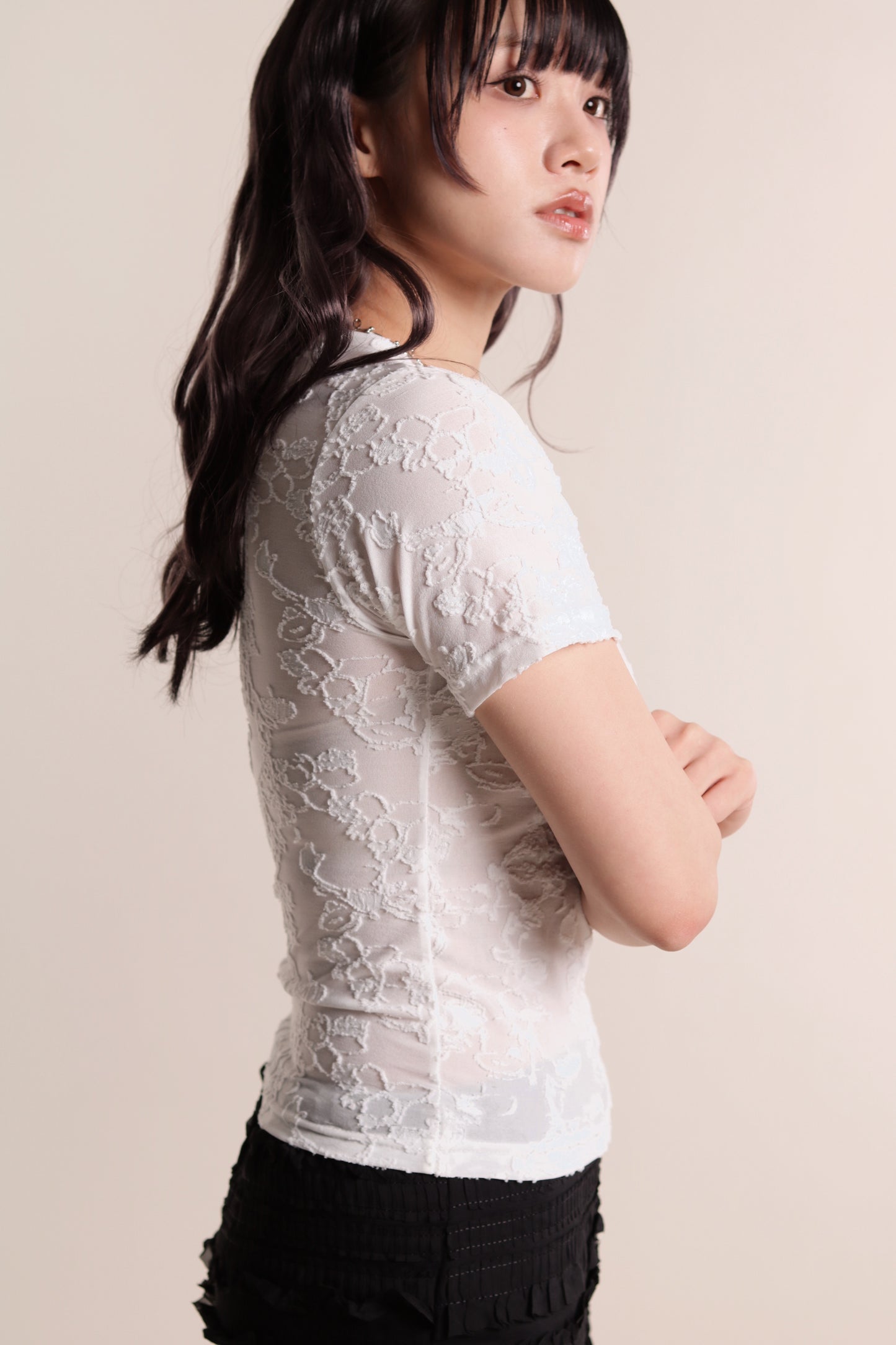 Mesh Flower Top (White)