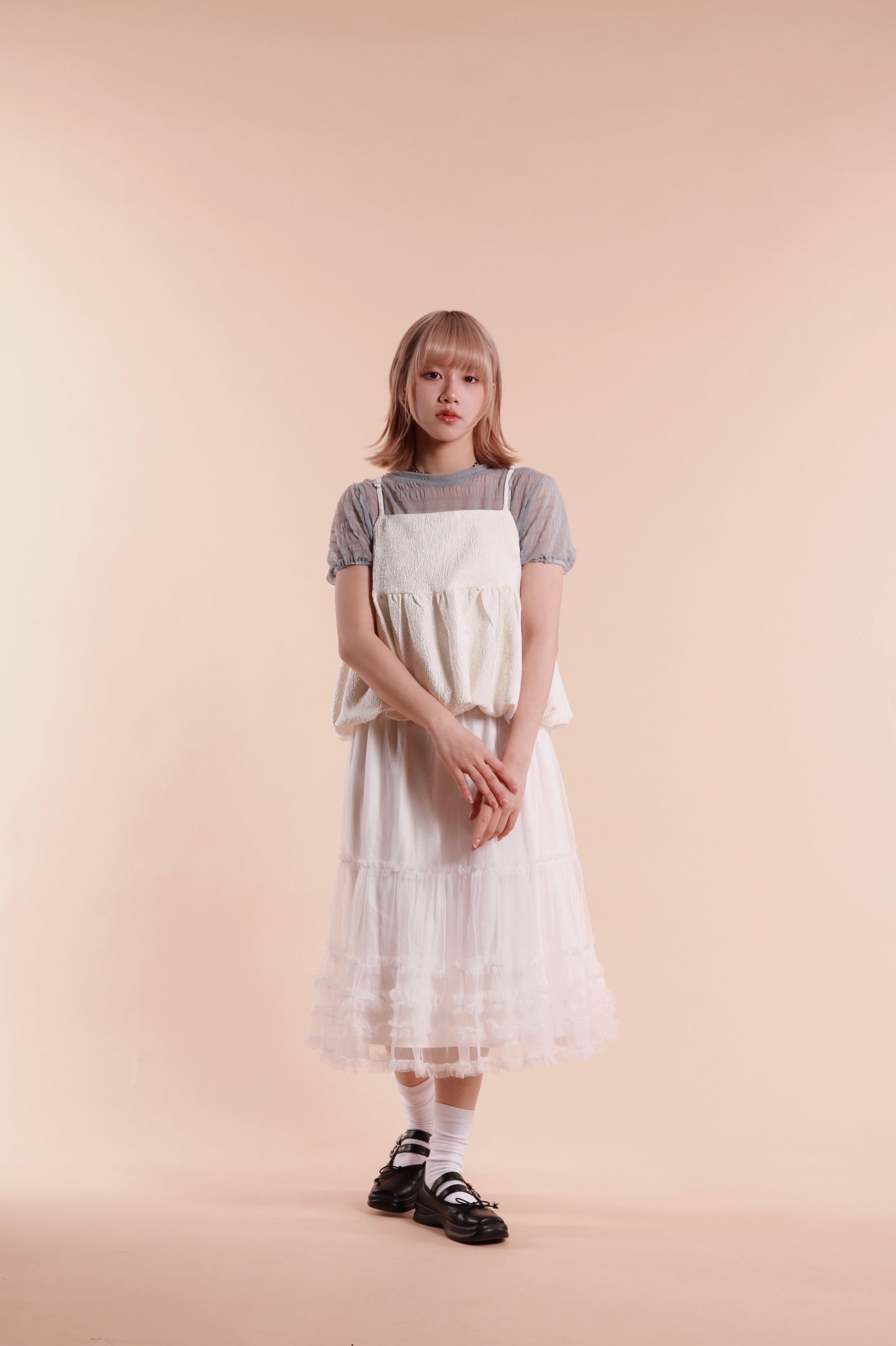 Bubble Pudding Sleeveless Top (White)