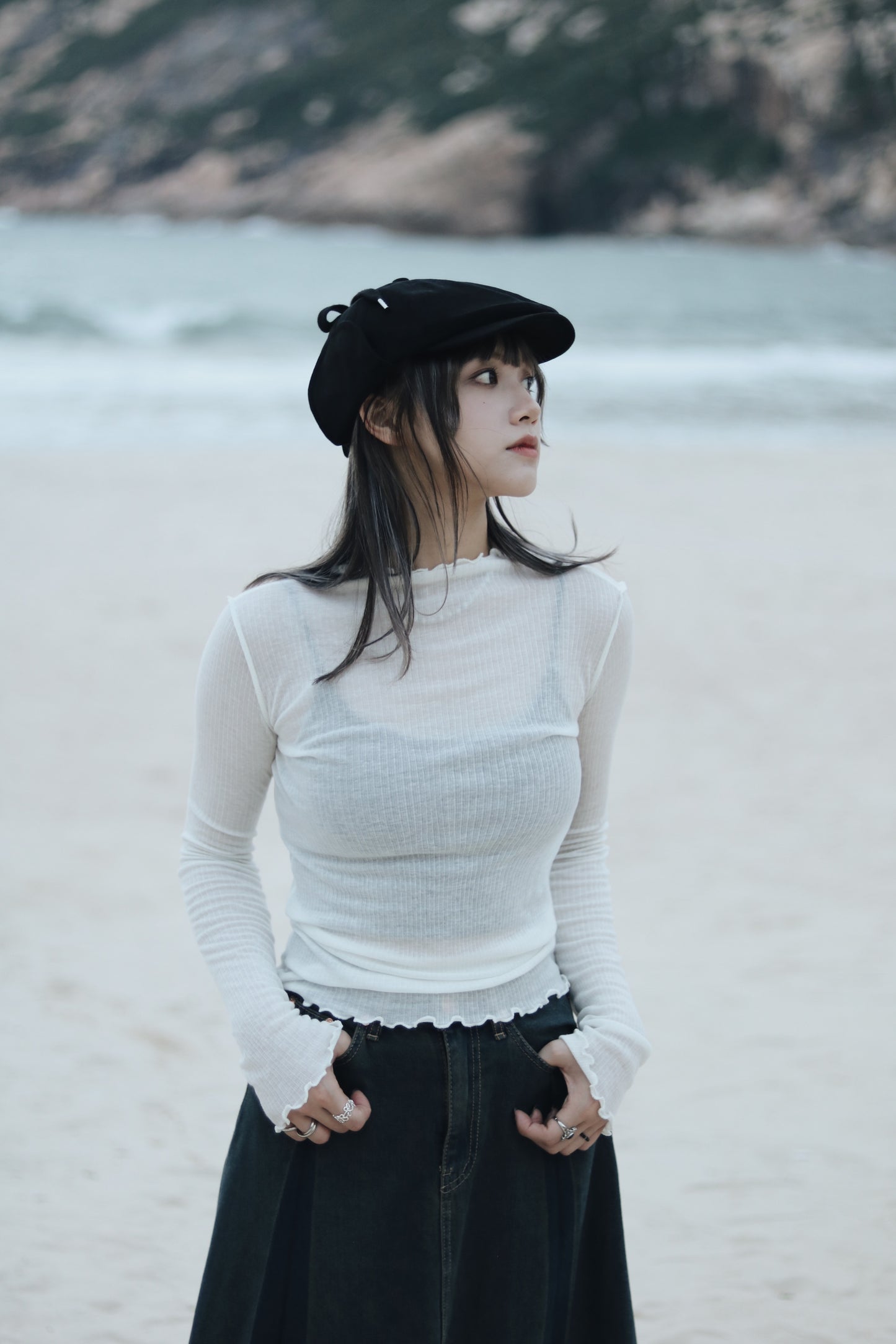 Snoopy Hat (Beige/Black/White)