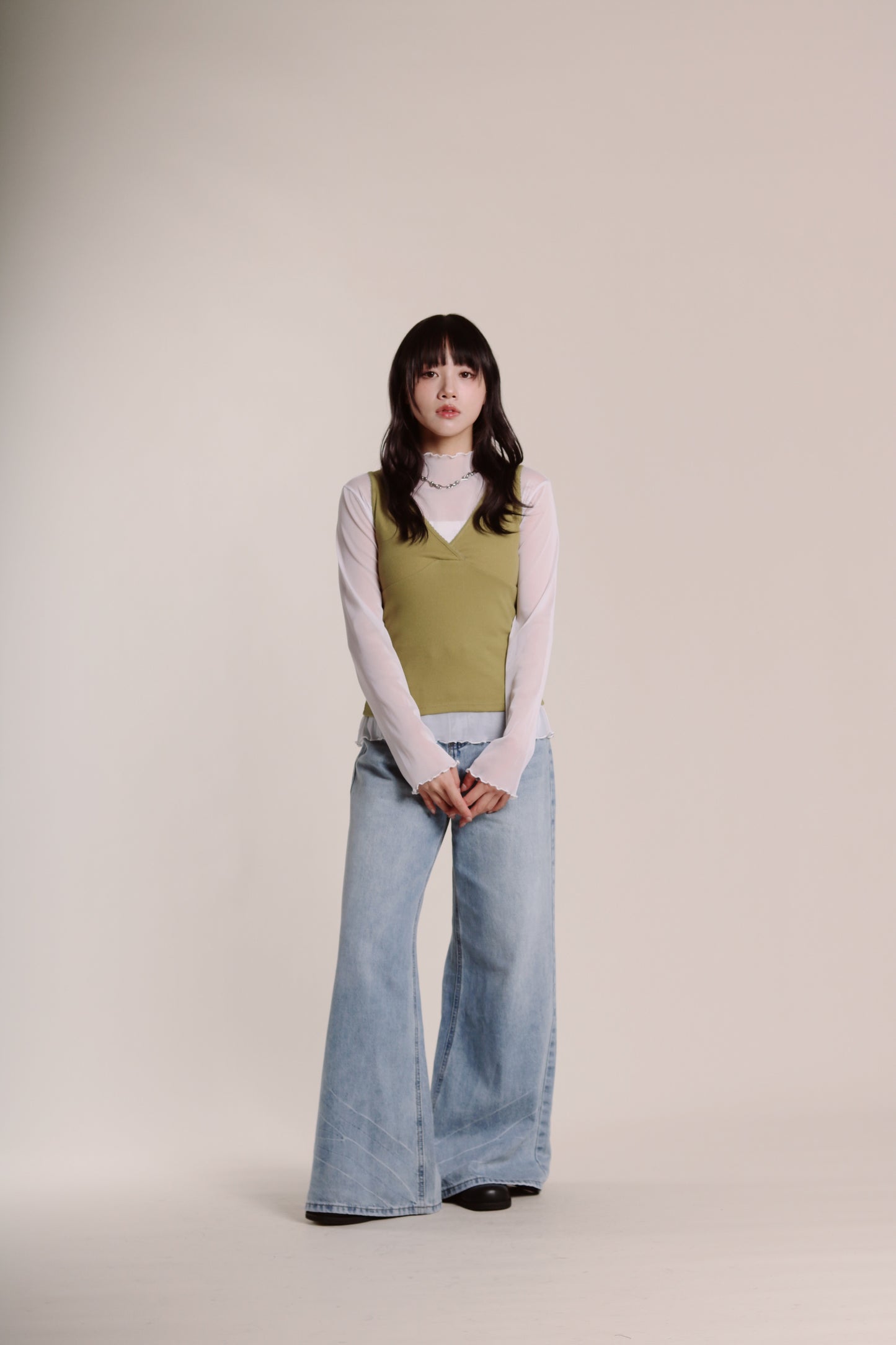 Ruffle See Through Top (White)