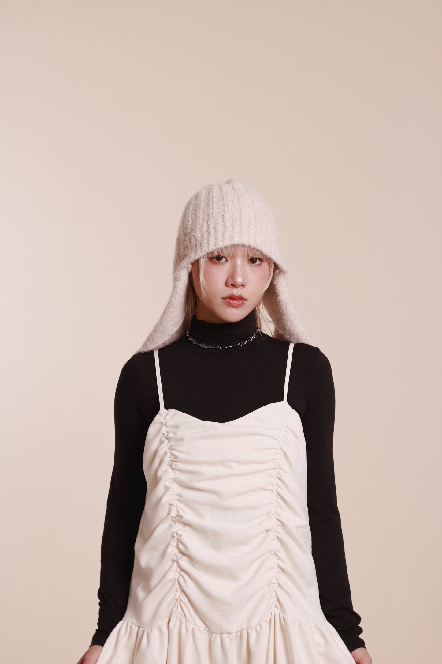 Doll Knit Scarf Flight Cap (Ivory)