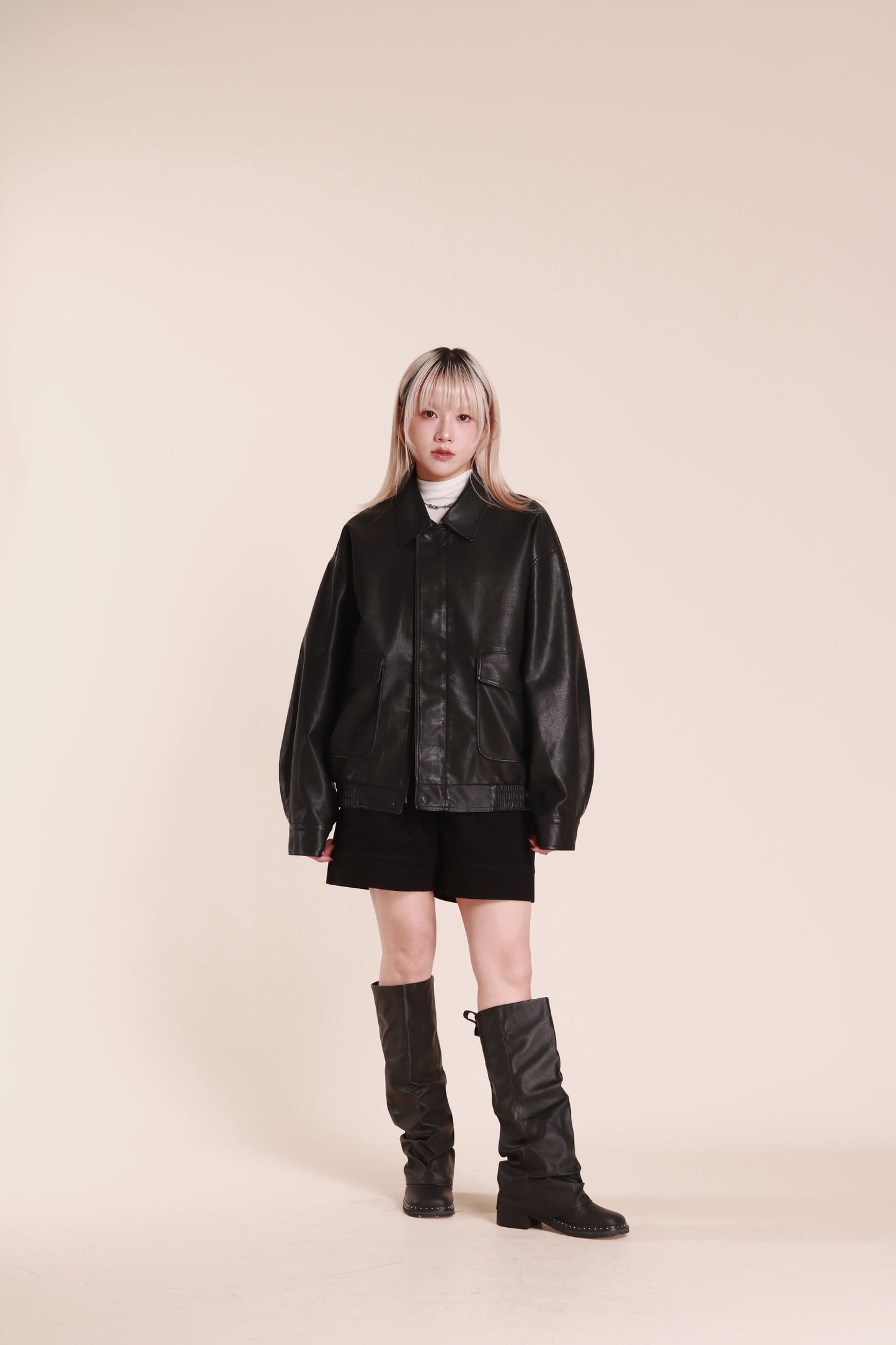 Oversized Leather Jacket (Black)