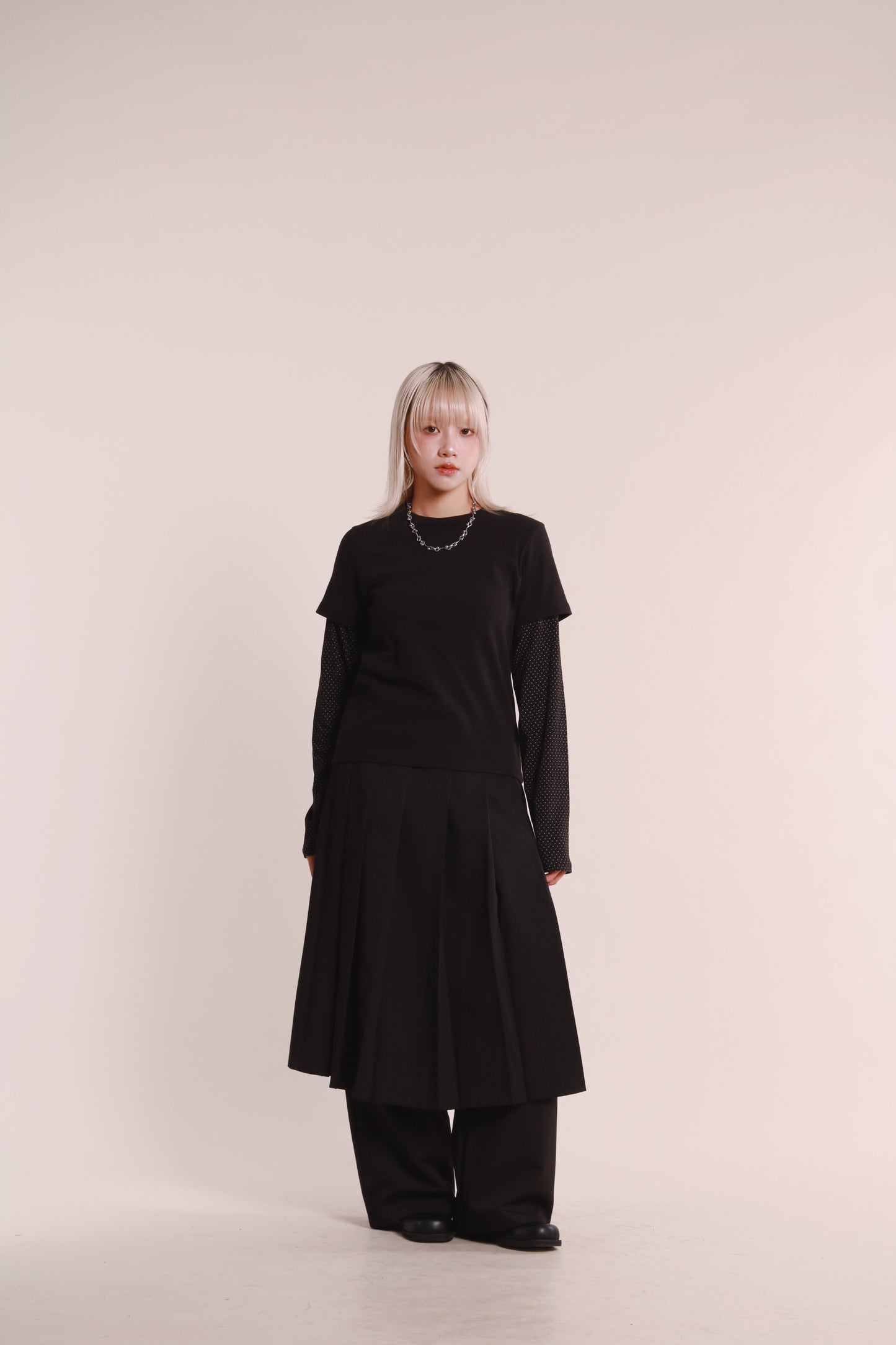 Layered Pleat Pants (Black)