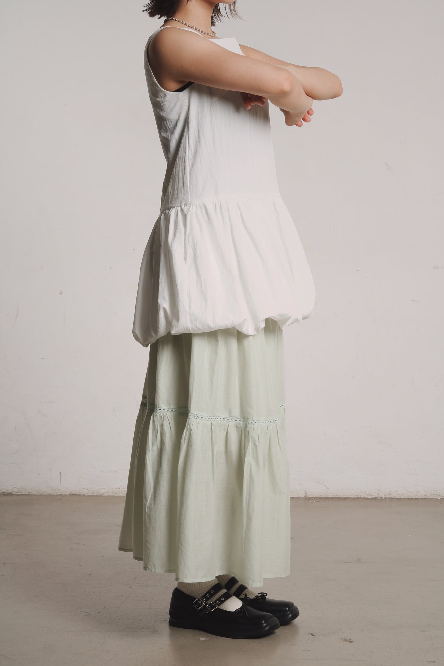 Bubble Cloud Mini Dress (White)