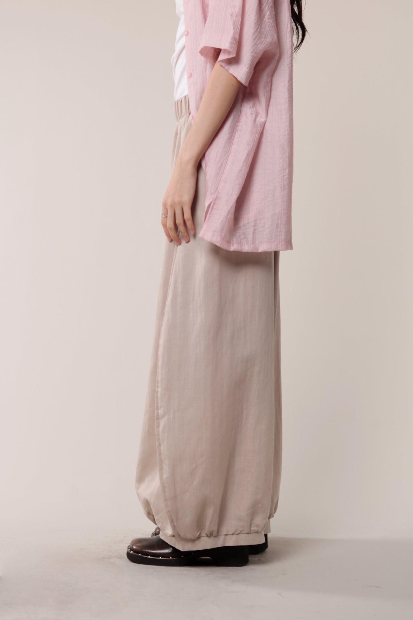 Linen Bubble Pants (Beige)