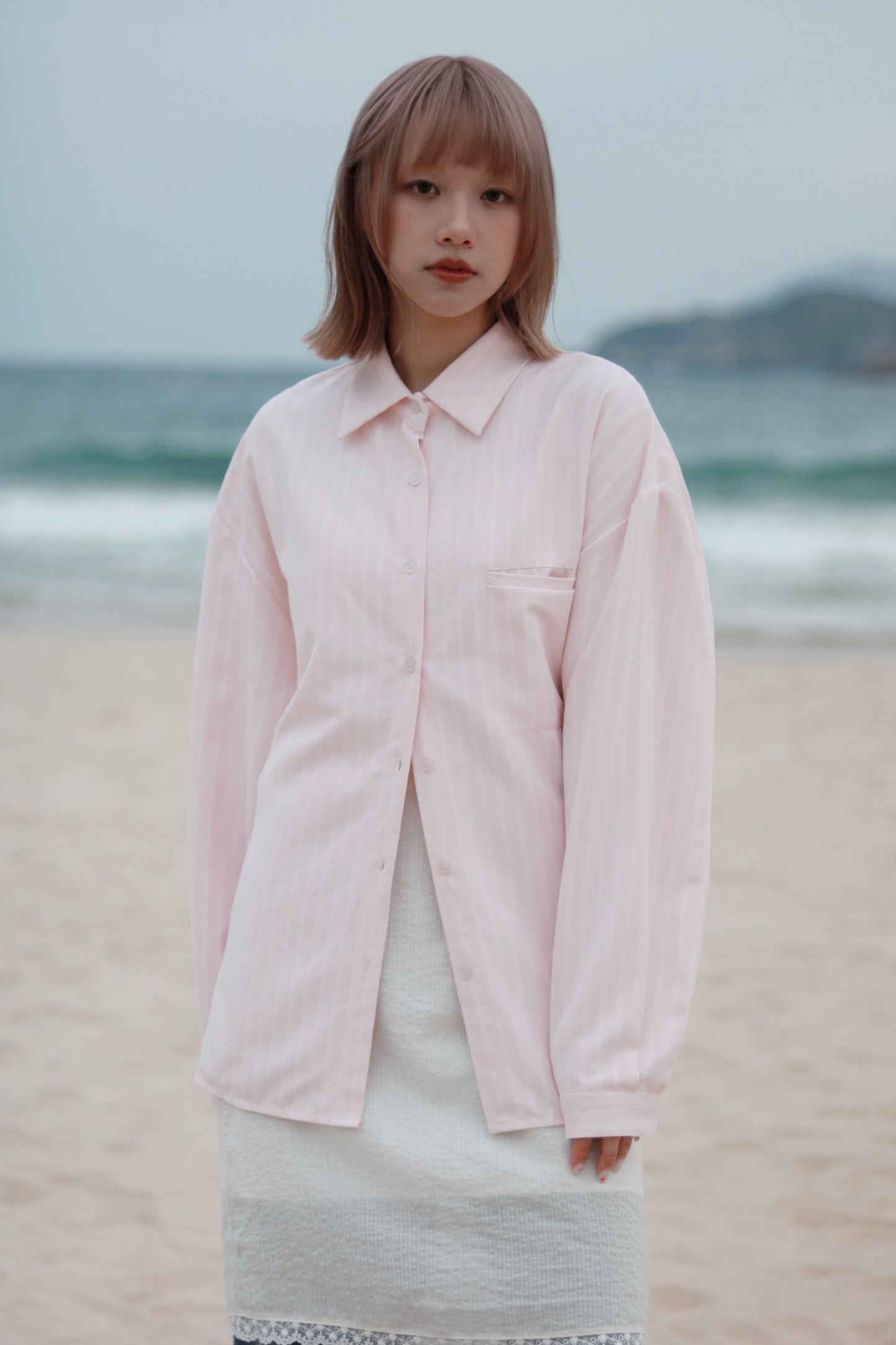 Relaxed Belt Shirt (Pink)