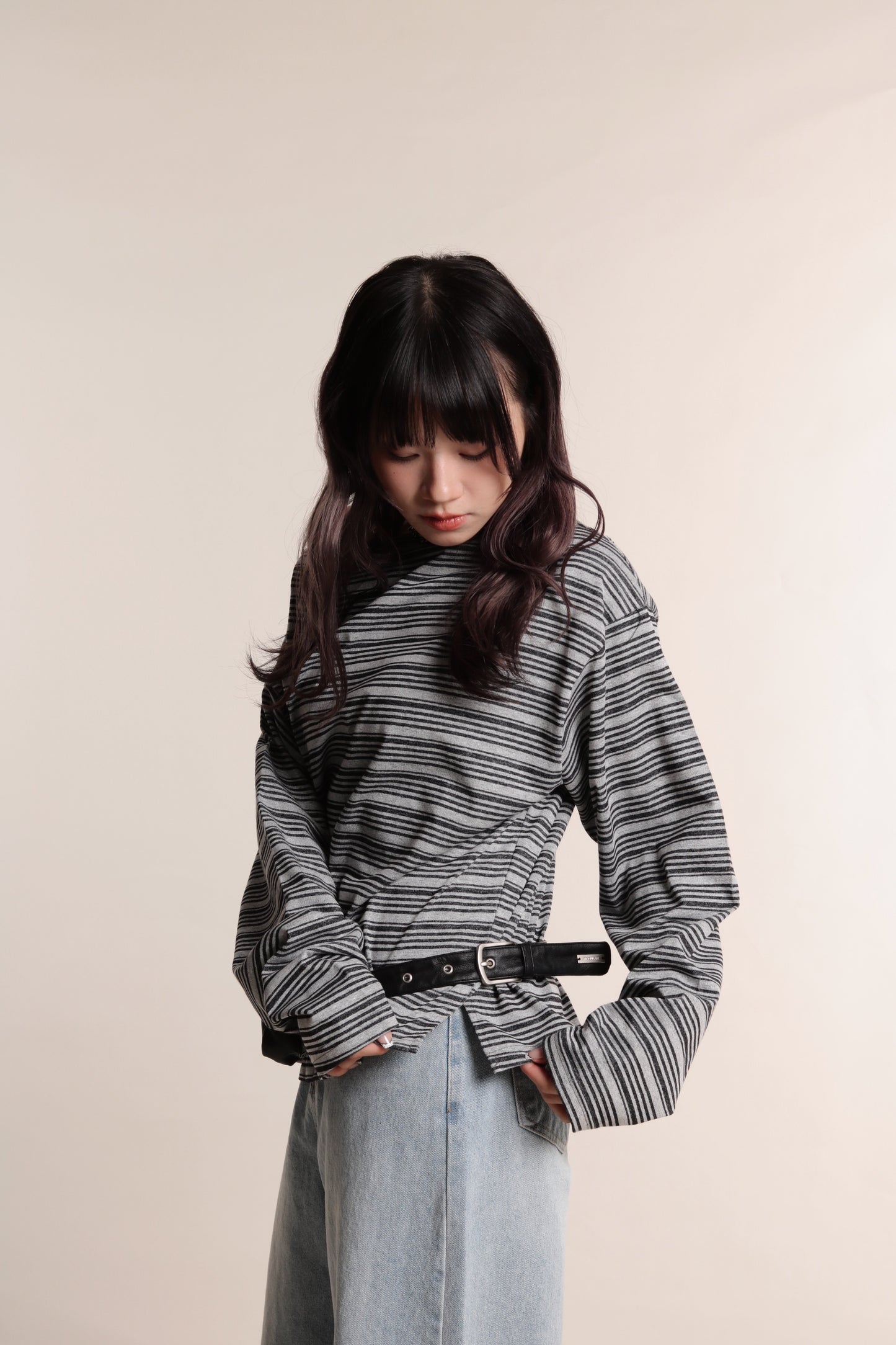 Oversized Stripe Top (Grey)