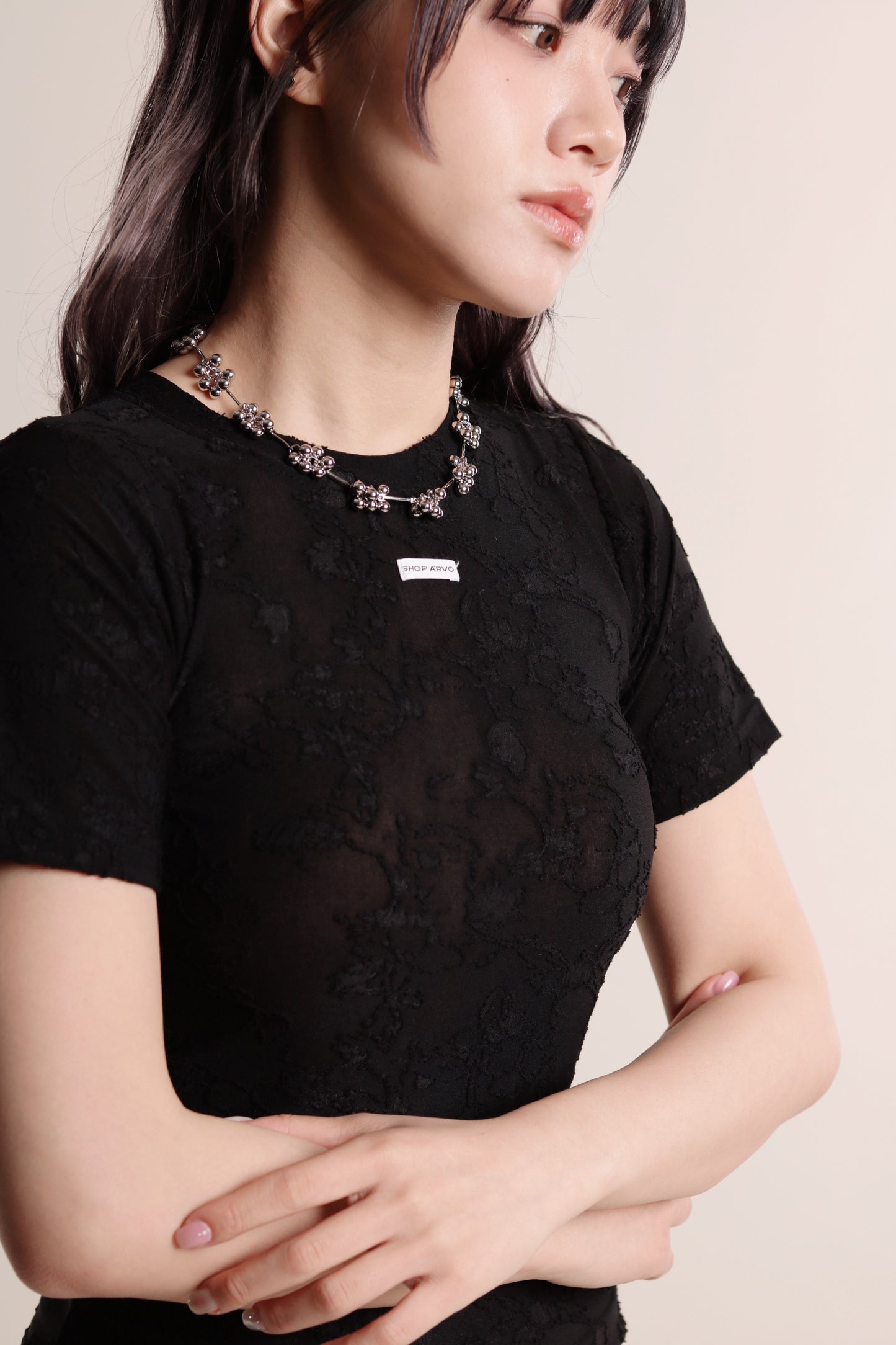 Mesh Flower Top (Black)