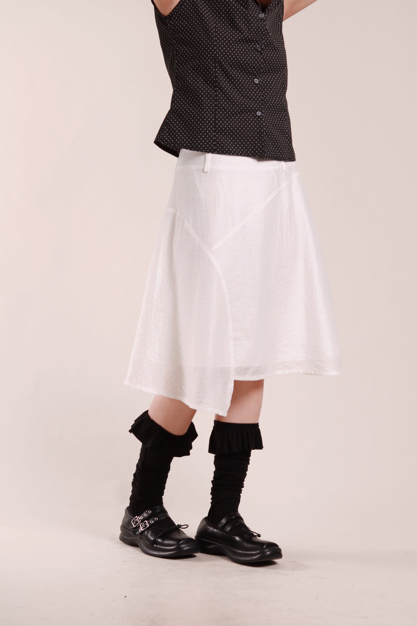Asymmetric Mini Skirt (White)