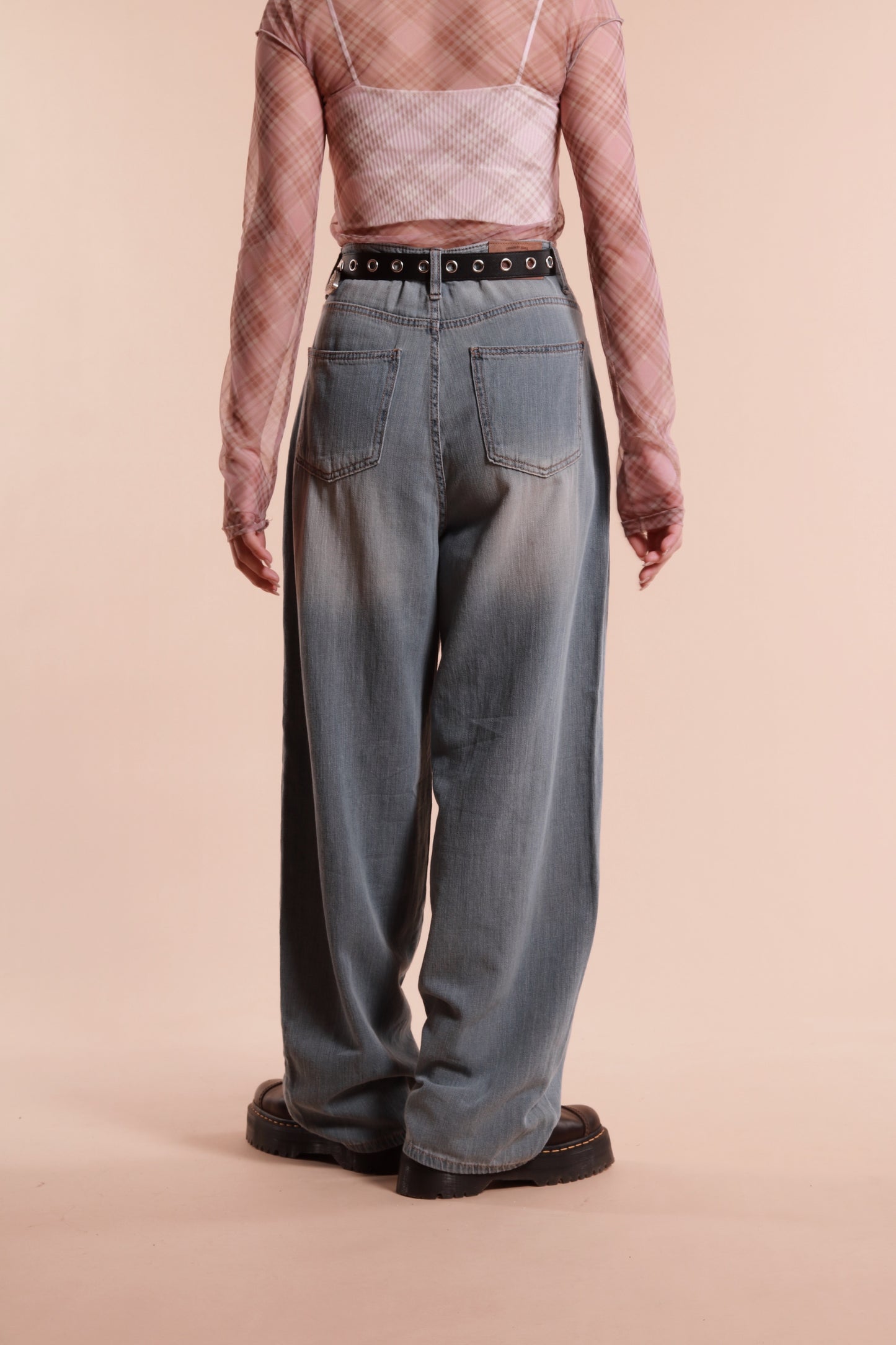 Checkered See Through Top (Pink)