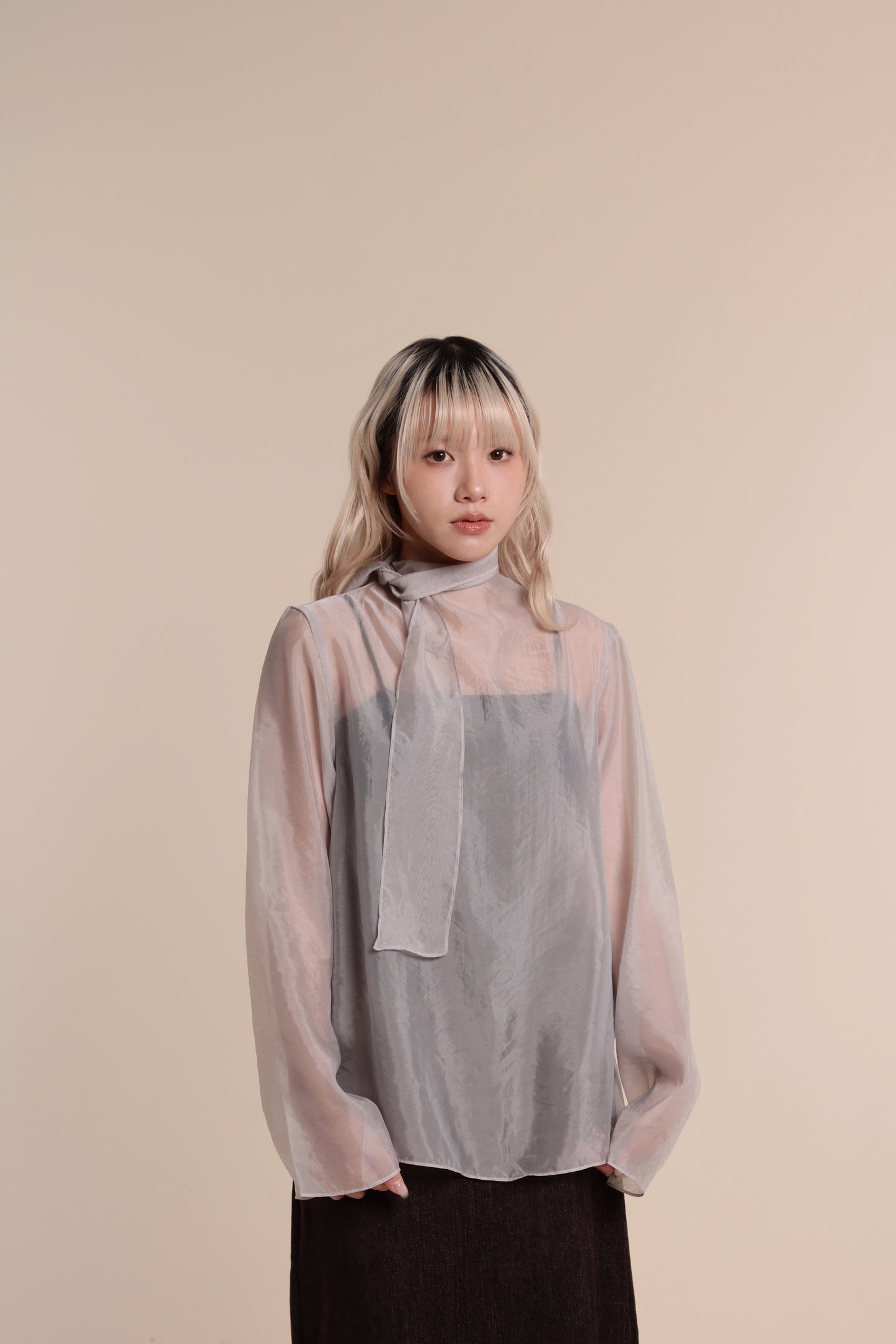 Doll See Through Blouse (Grey)