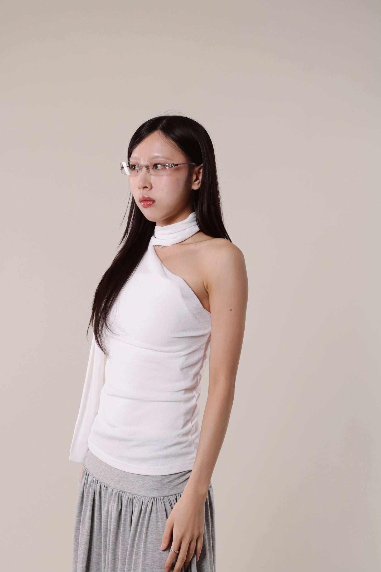 Linen Scarf Top (White)