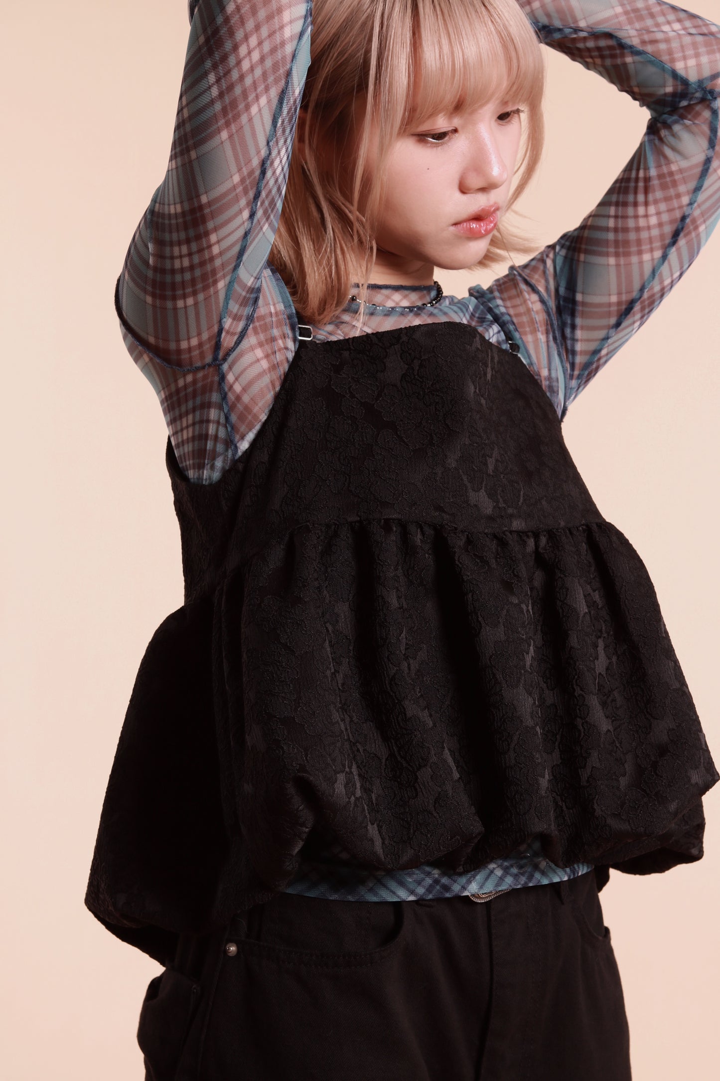 Checkered See Through Top (Blue)