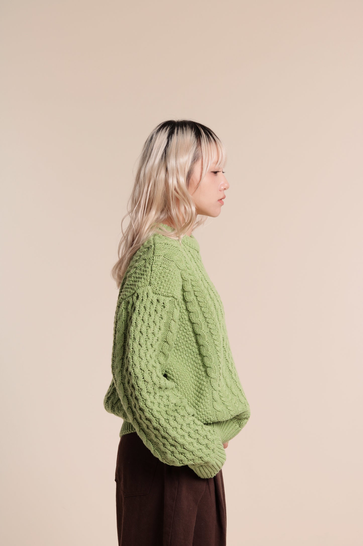Oversized Cable Knit Sweater (Green)