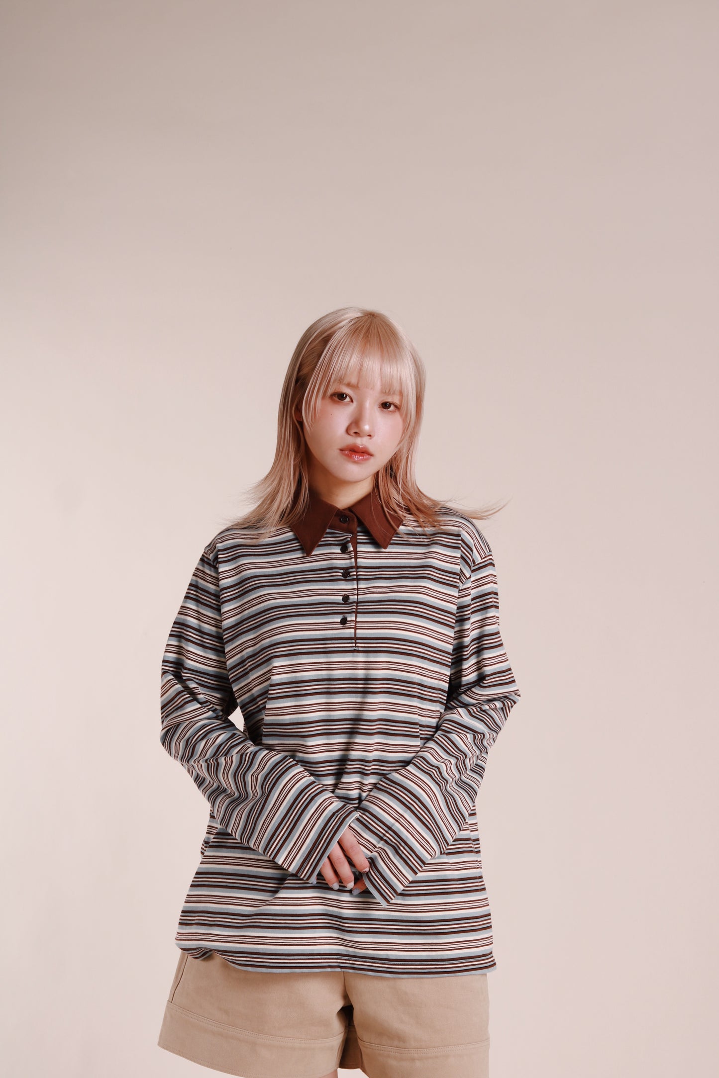 Striped Polo Top (Blue)