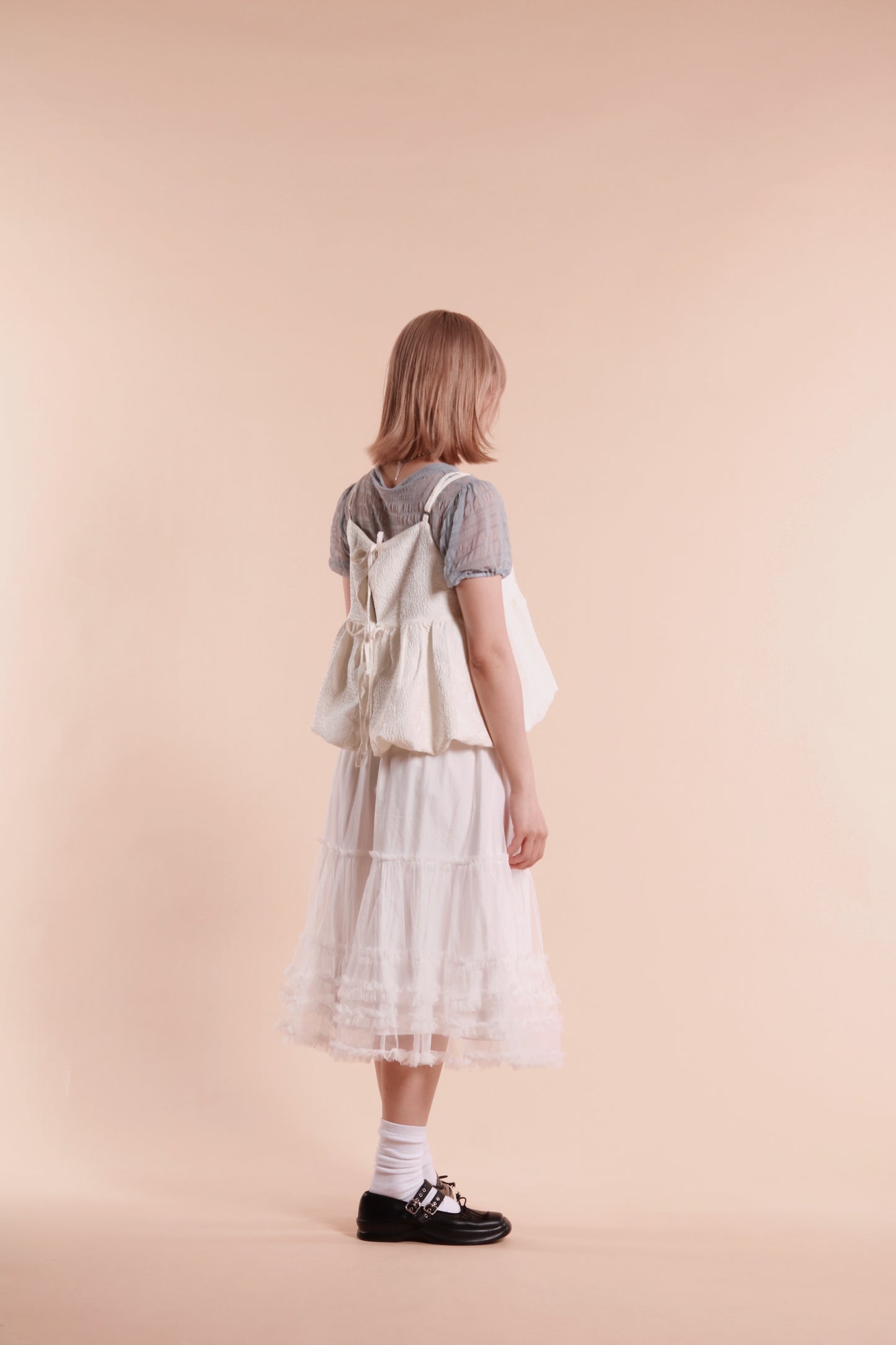 Bubble Pudding Sleeveless Top (White)