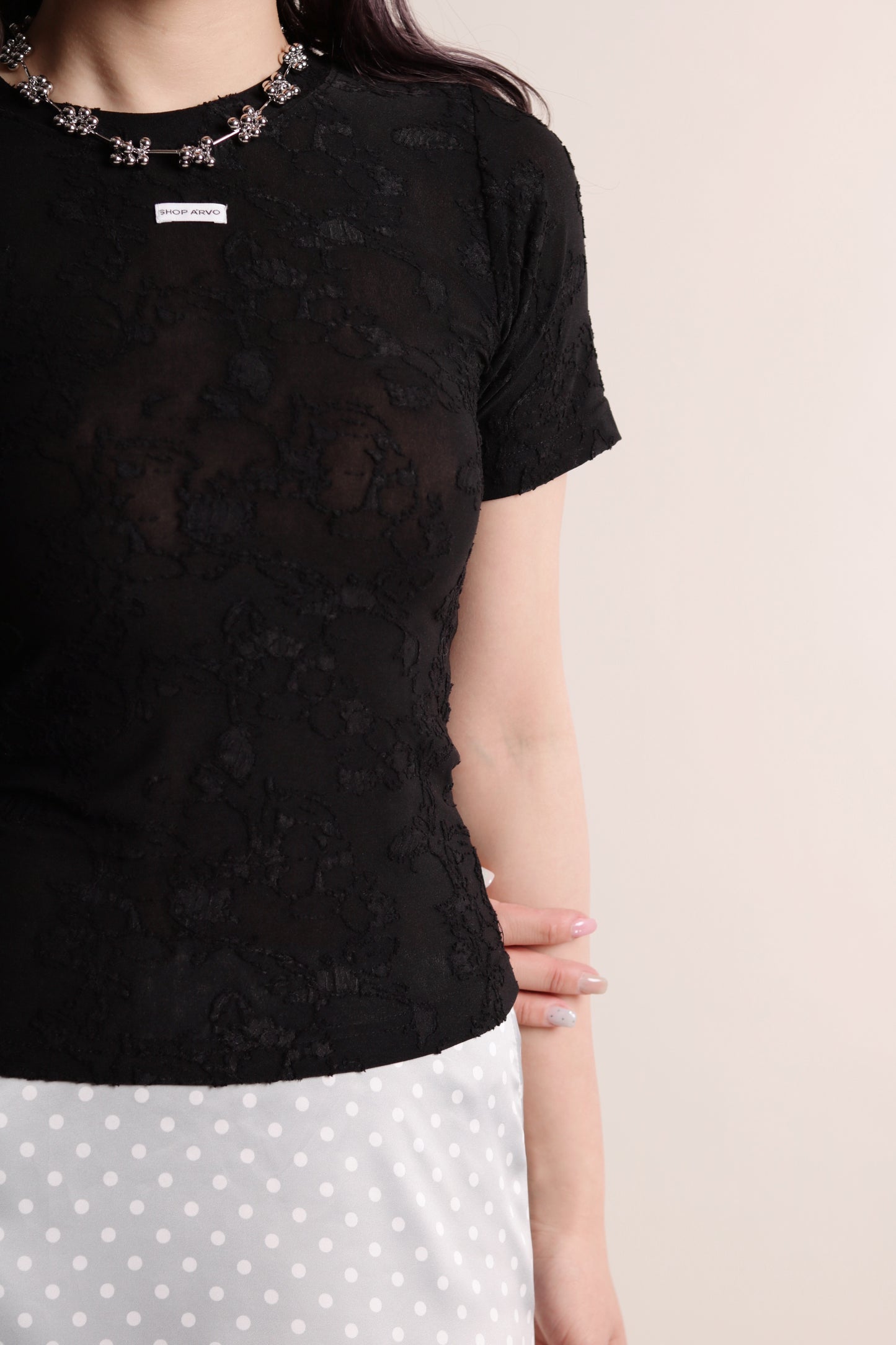 Mesh Flower Top (Black)