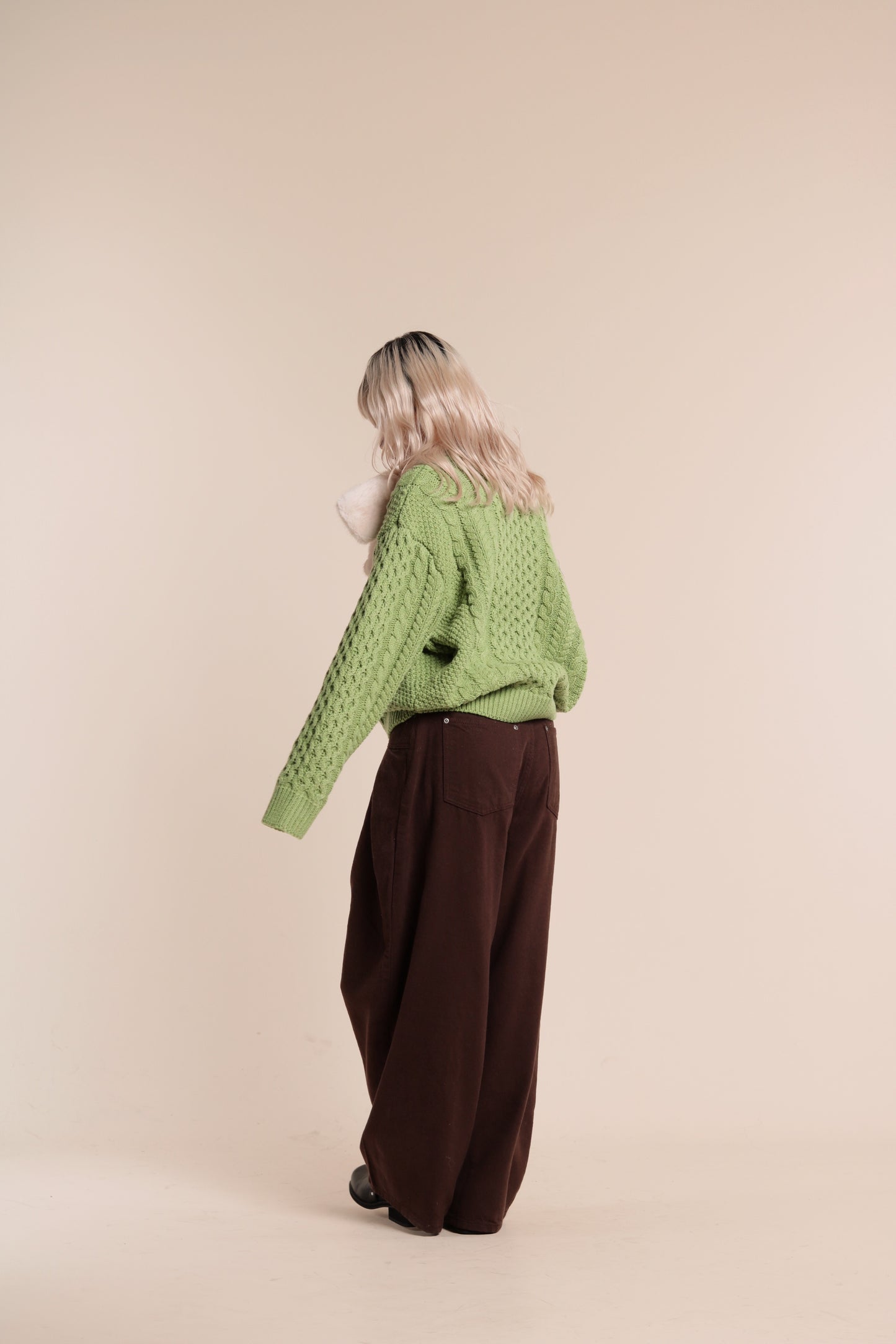 Oversized Cable Knit Sweater (Green)