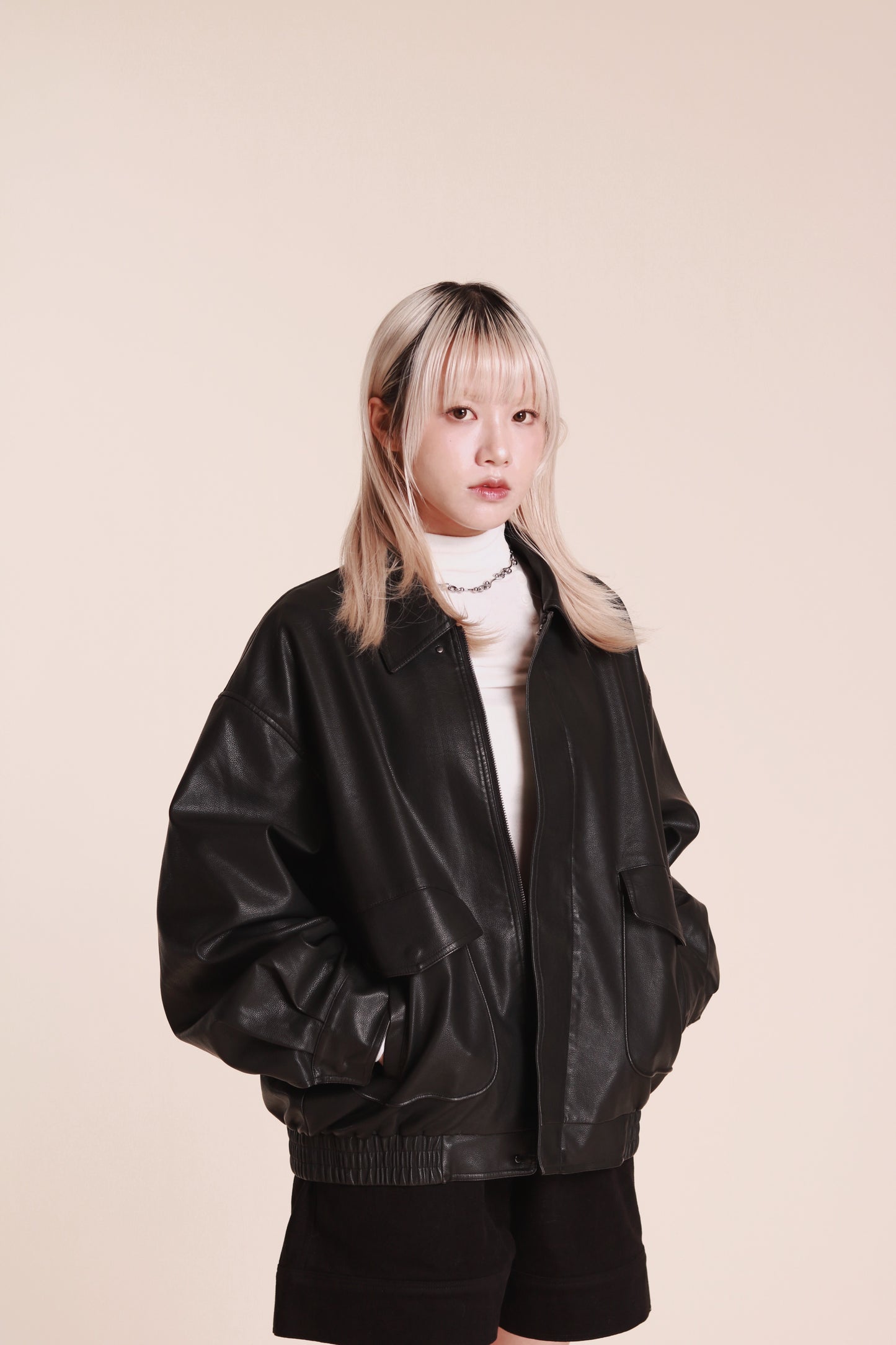 Oversized Leather Jacket (Black)