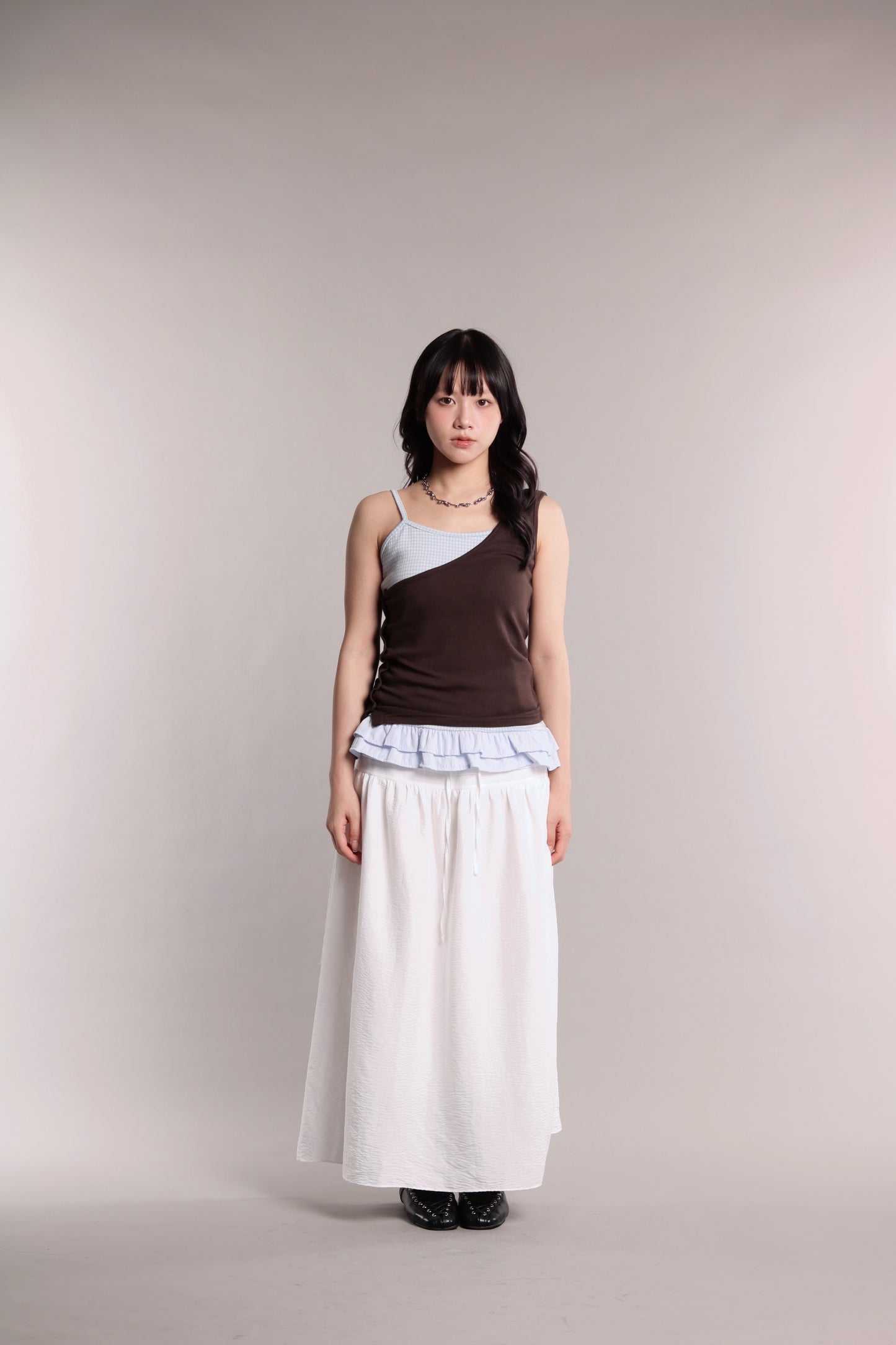 Checkered Ruffle Cami (Blue)