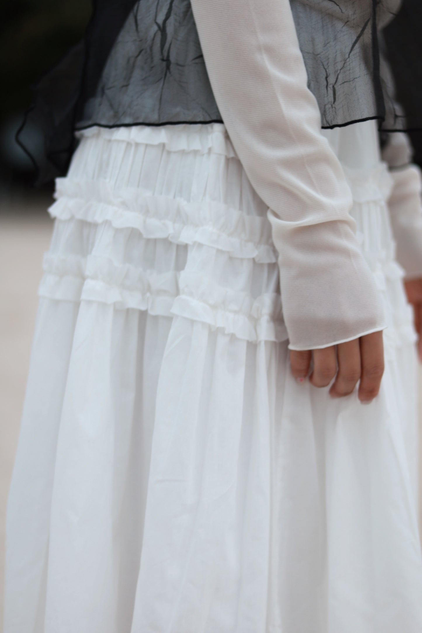 Doll Double Ruffle Skirt (White)