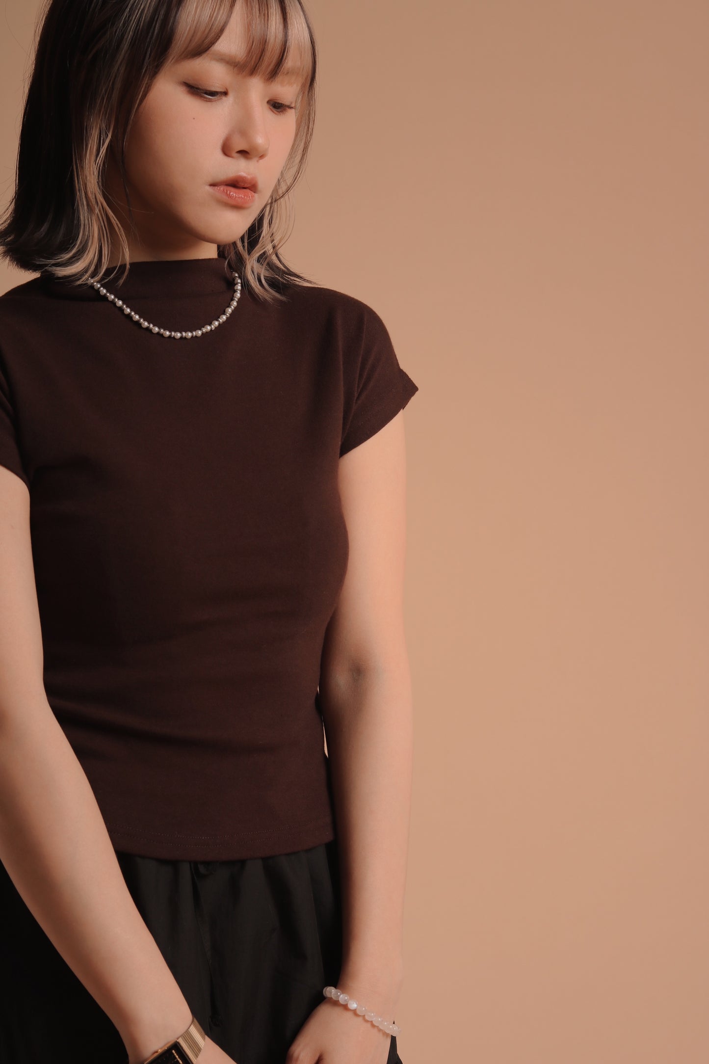 Cap Sleeve Tee (Brown)
