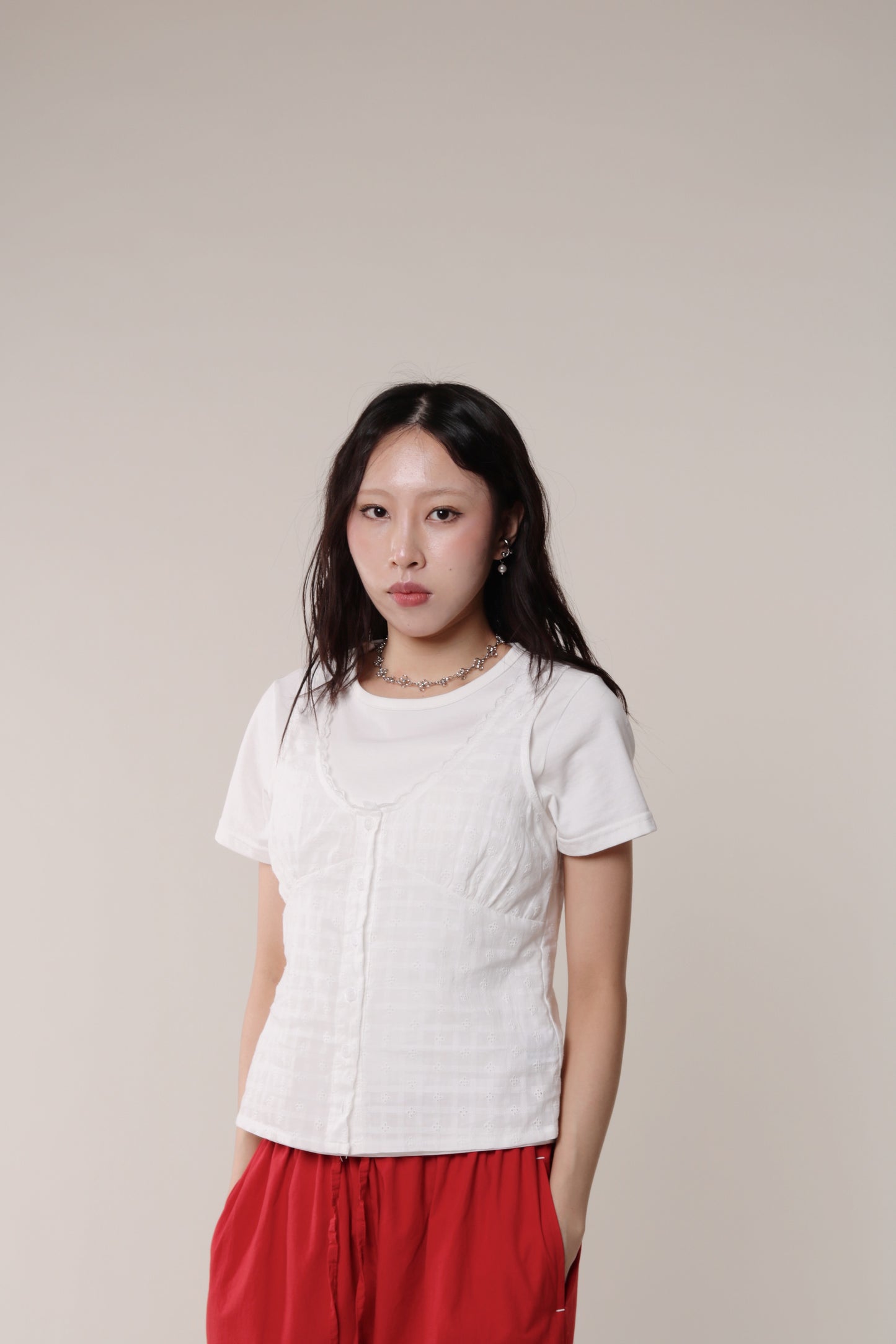 Retro Lace Vest (White)