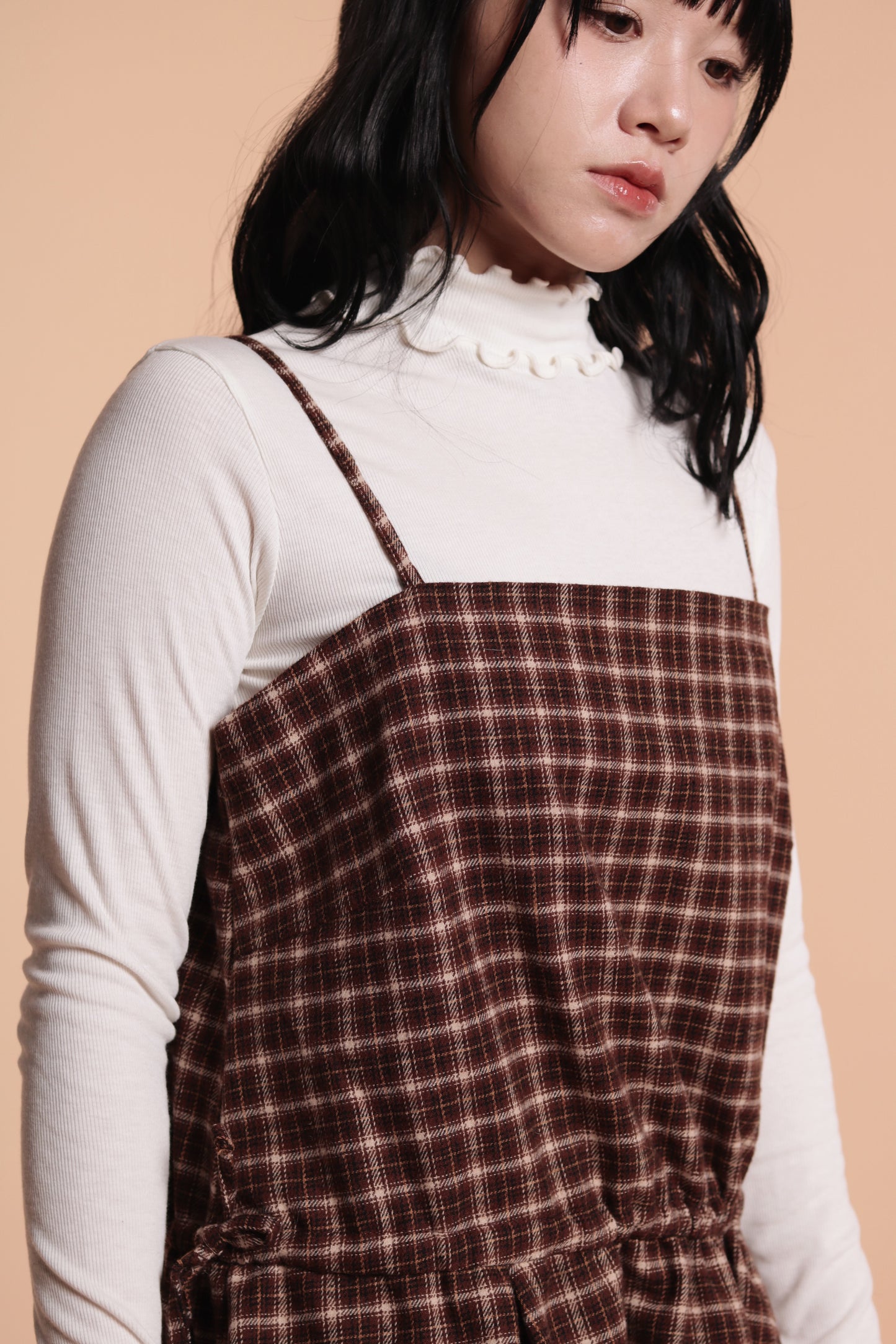 Checkered Sleeveless Top (Brown)