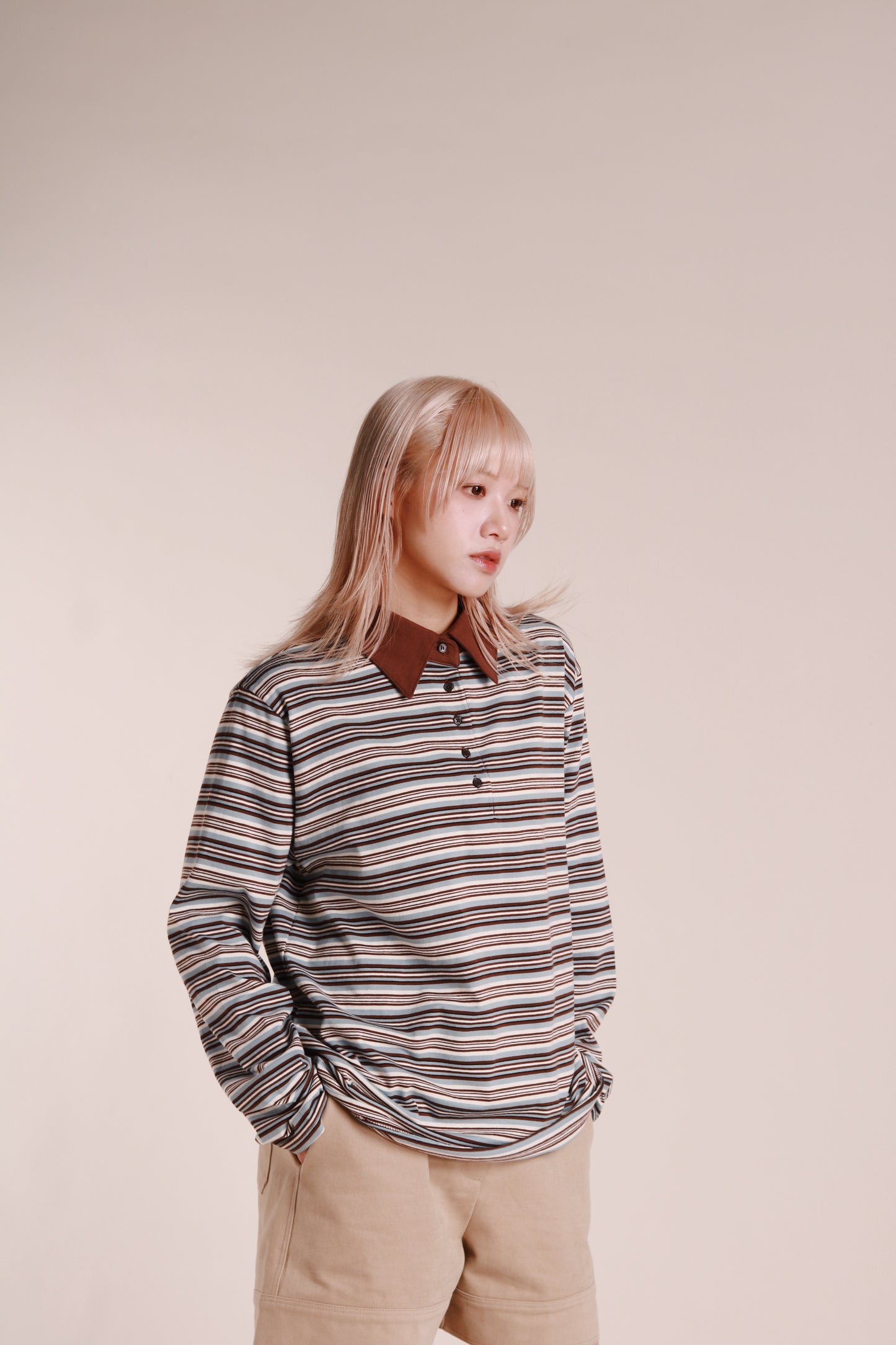 Striped Polo Top (Blue)