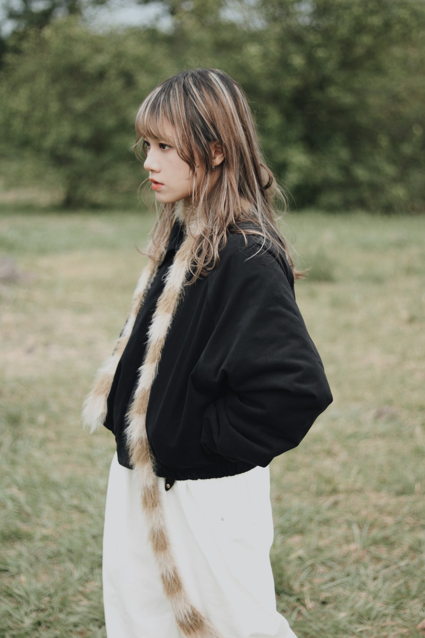 Cropped Blouson Jacket (Black)