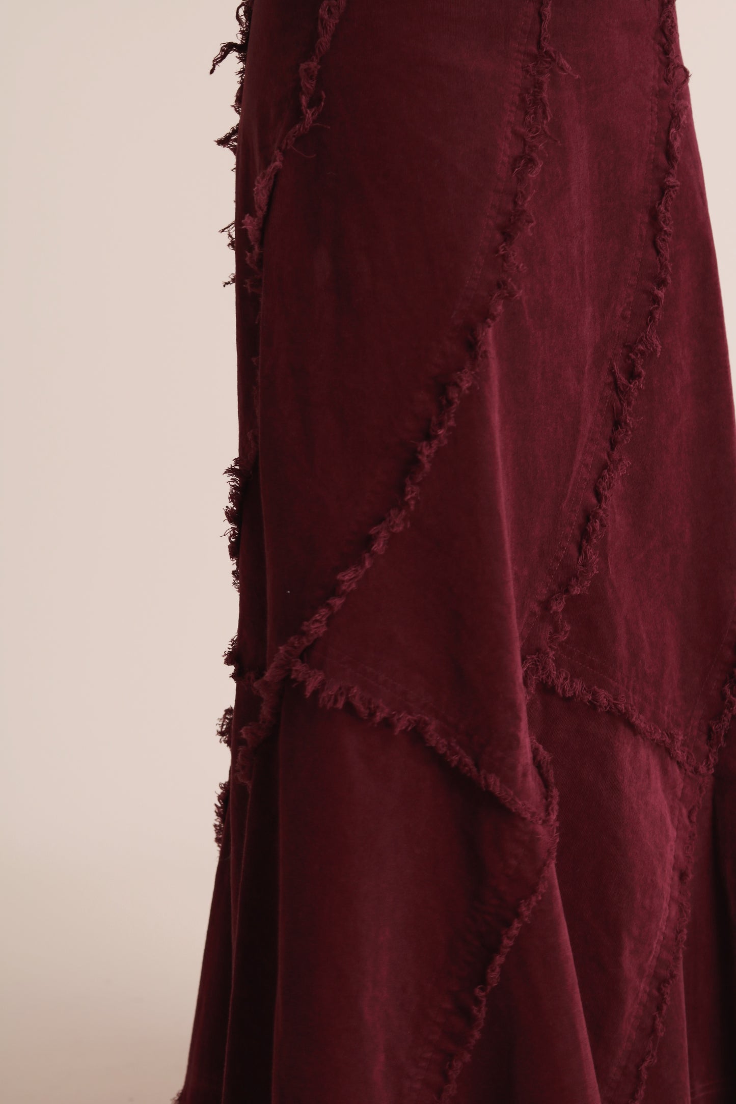 Frayed Mermaid Skirt (Wine)