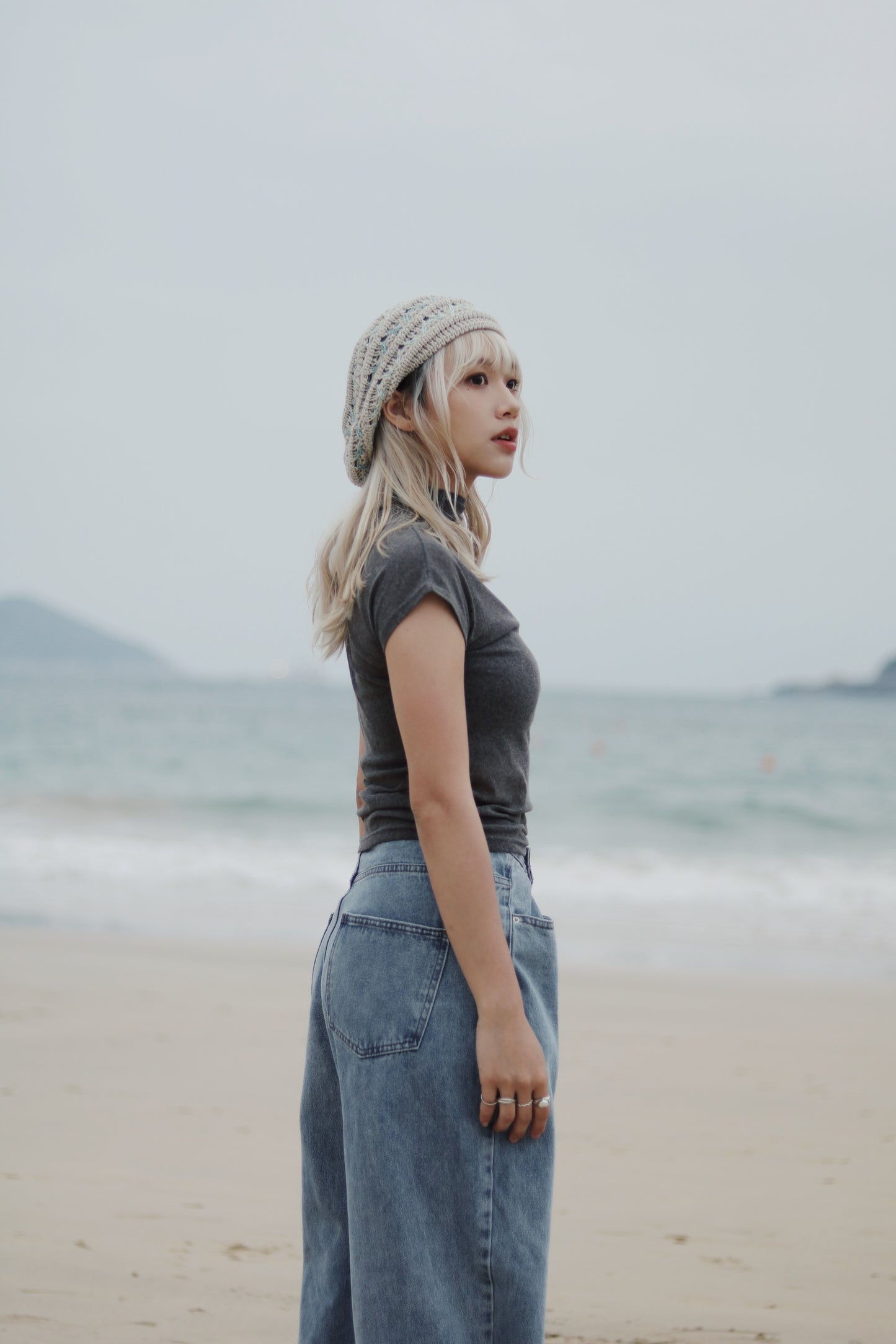 Cap Sleeve Mock Neck Top (Brown)