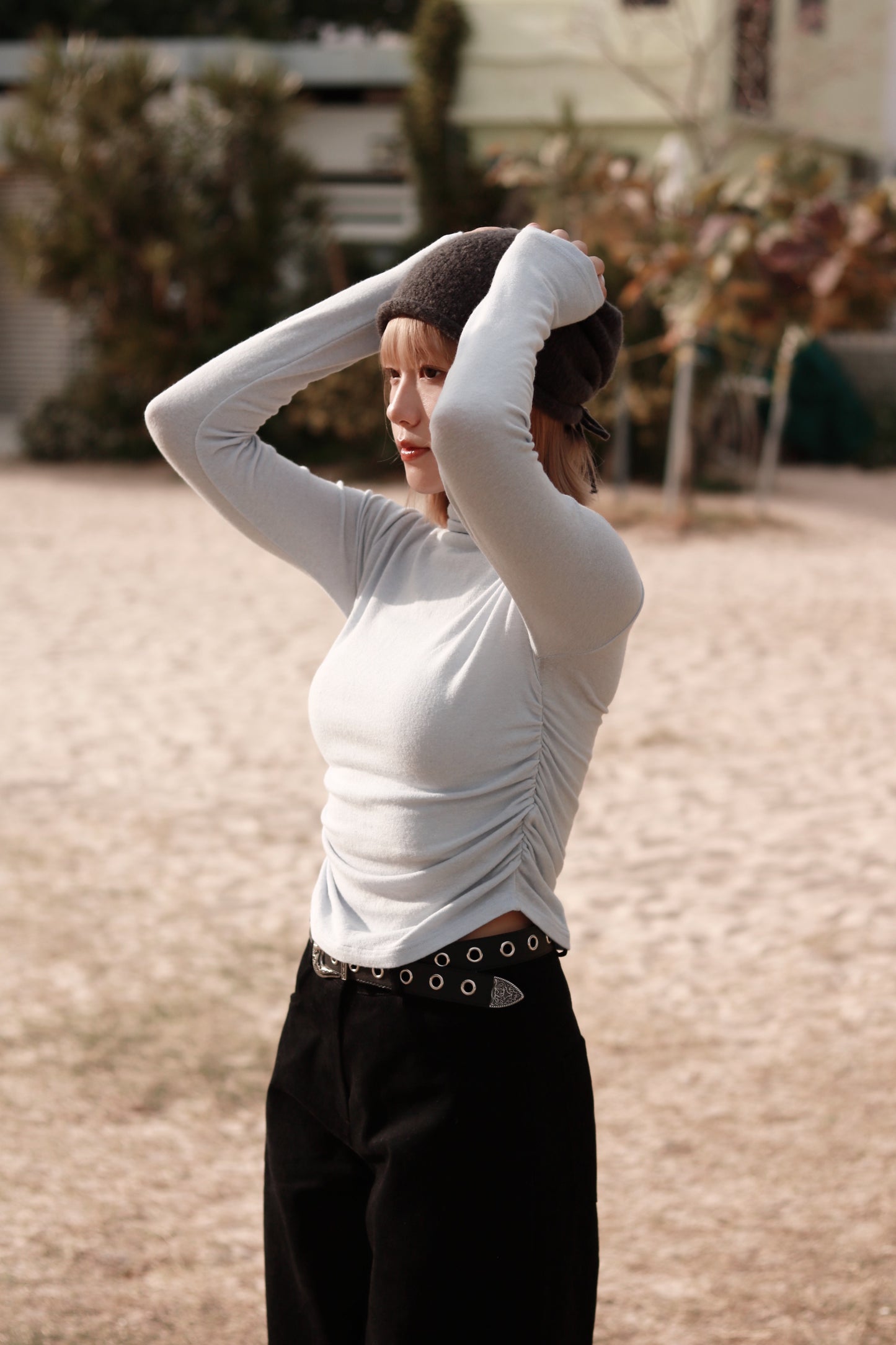 Spring Gathered Top (Baby Blue)