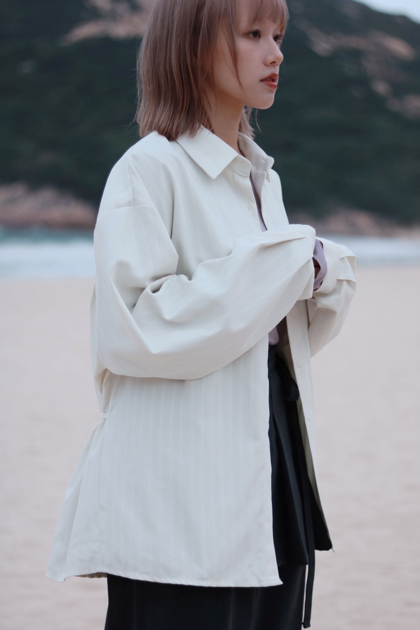 Relaxed Belt Shirt (Ivory)