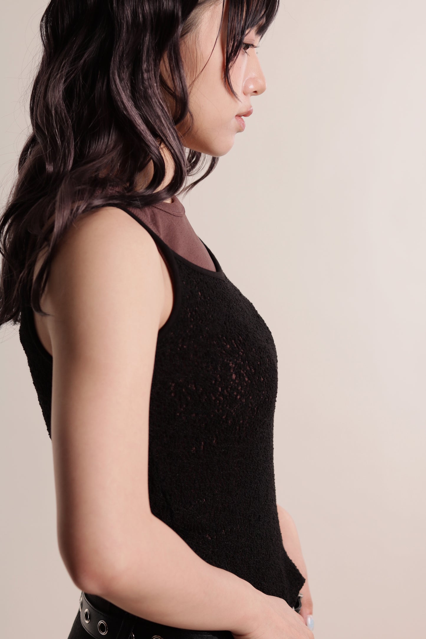 Mesh Sleeveless Top (Black)
