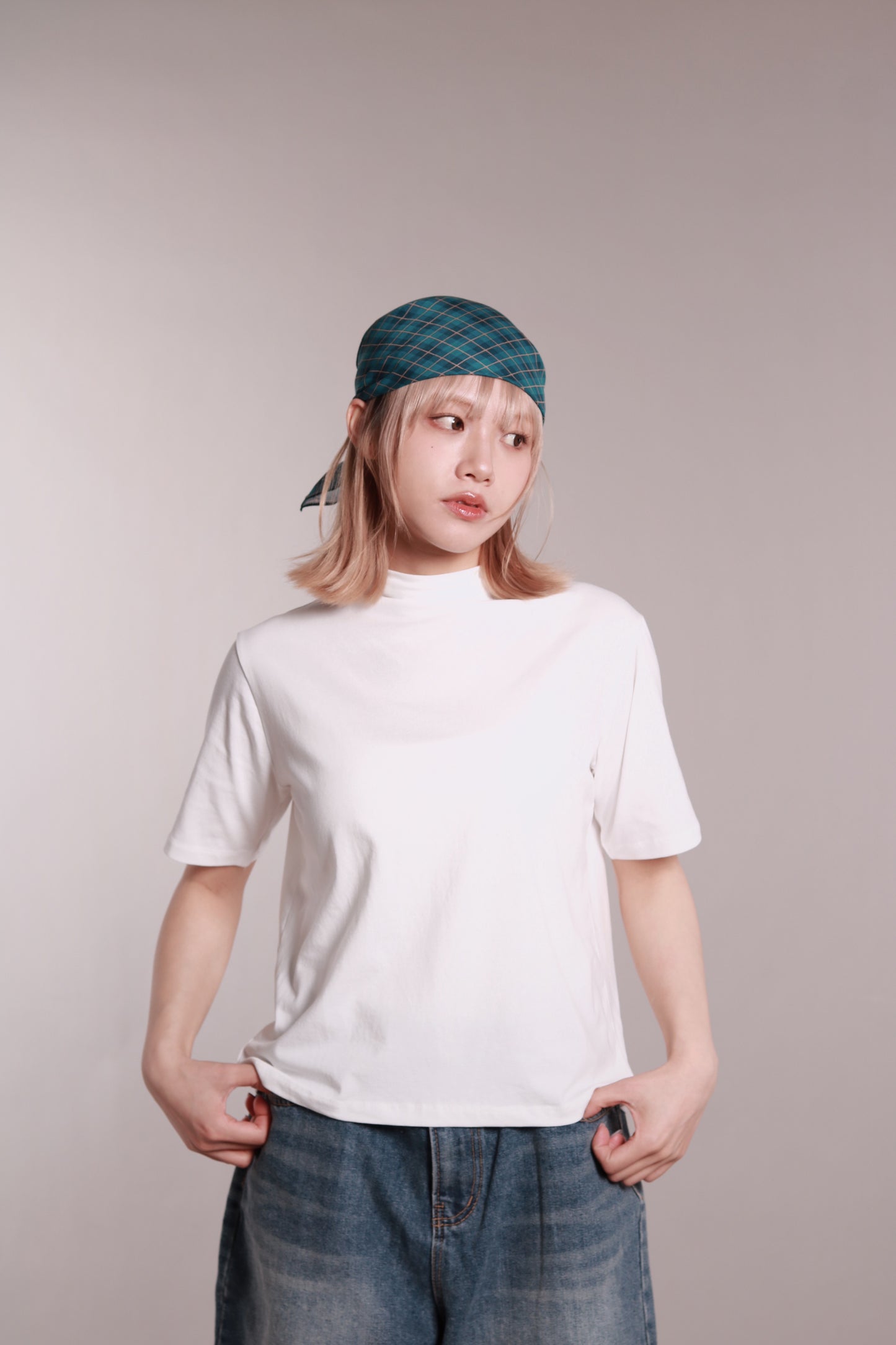 Mock Neck Tee (White)