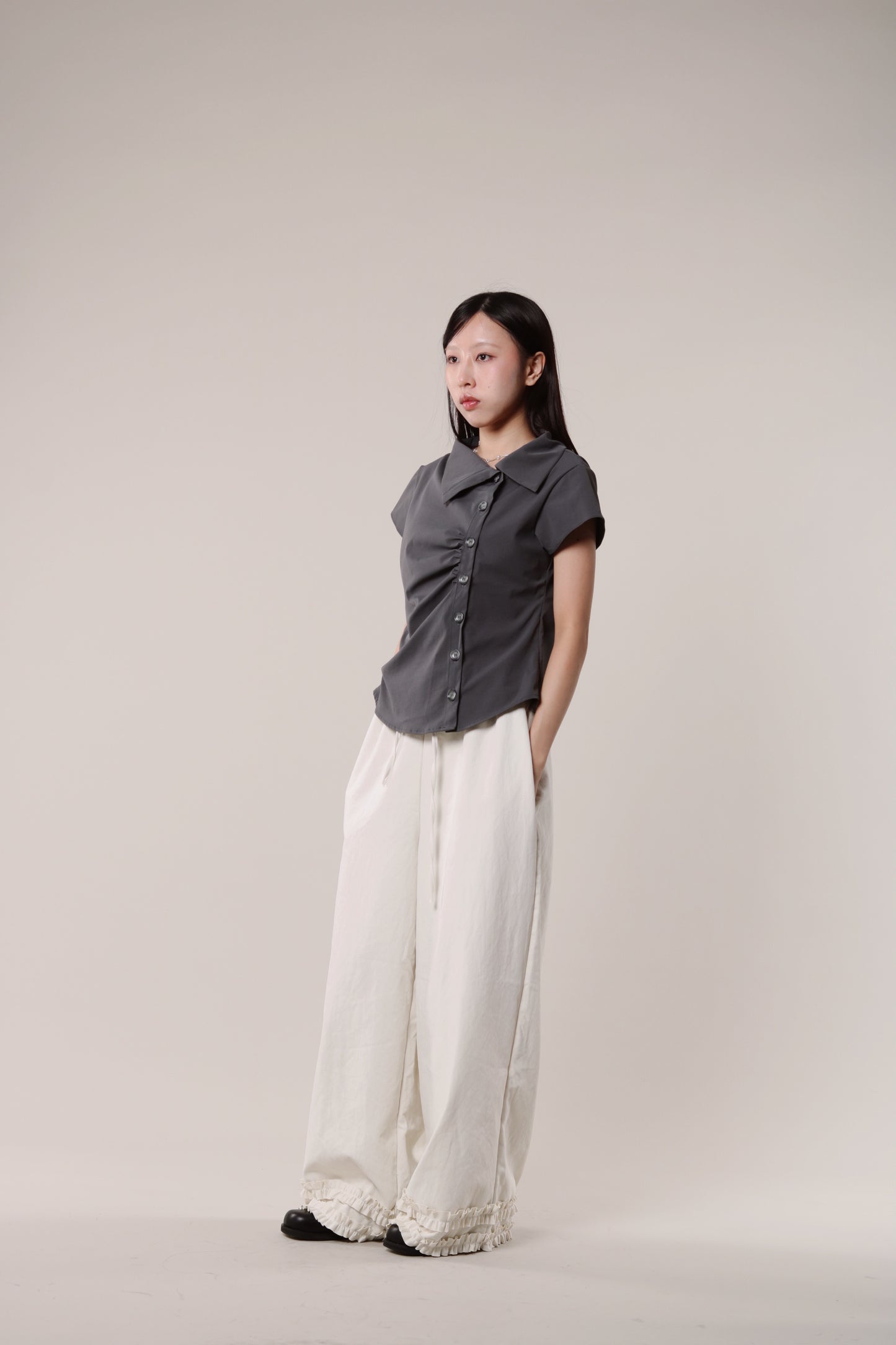 Double Ruffle Pants (Ivory)