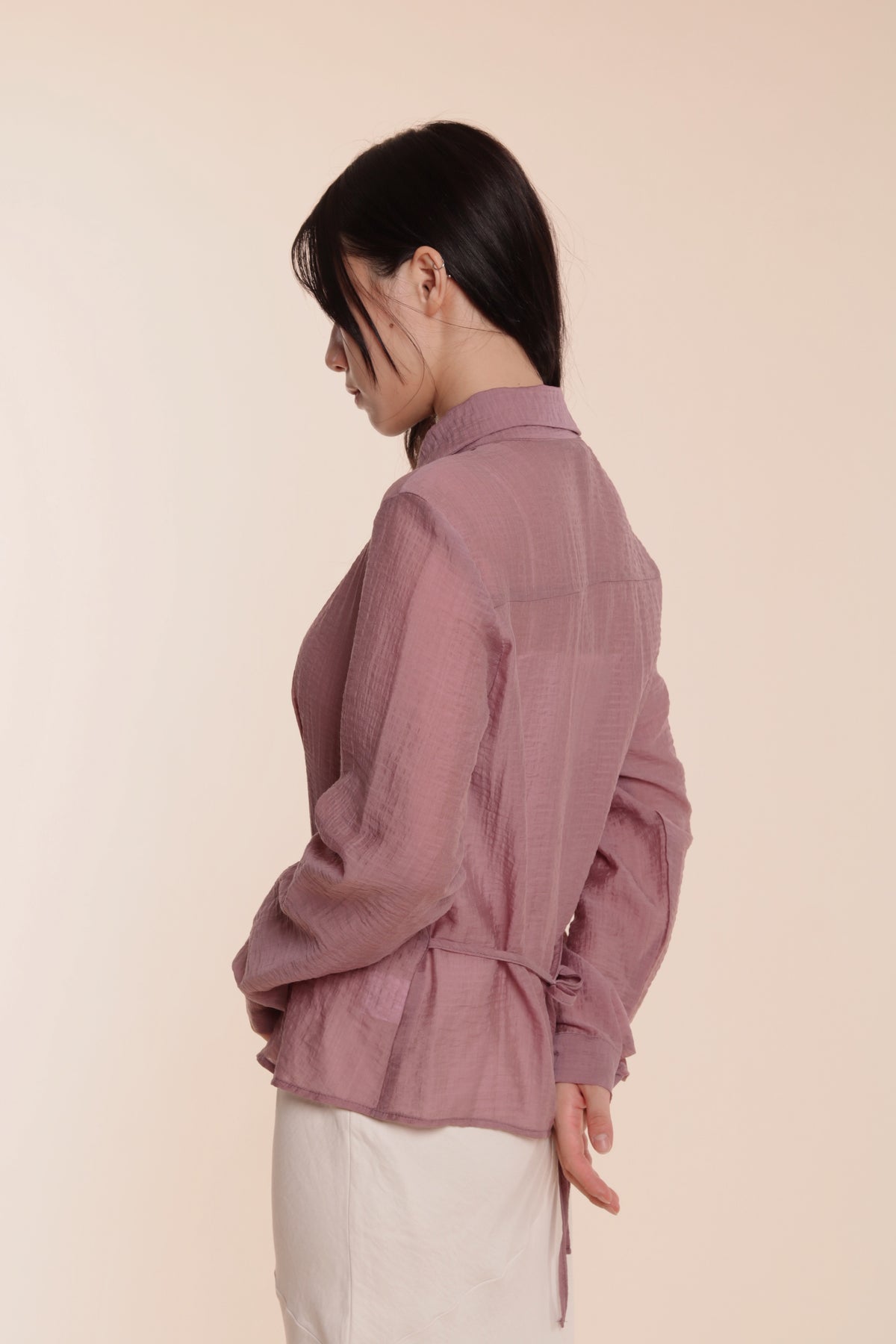 Checkered See Through Shirt (Pink)