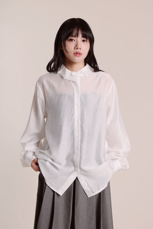 Sheer Collar Shirt (White)