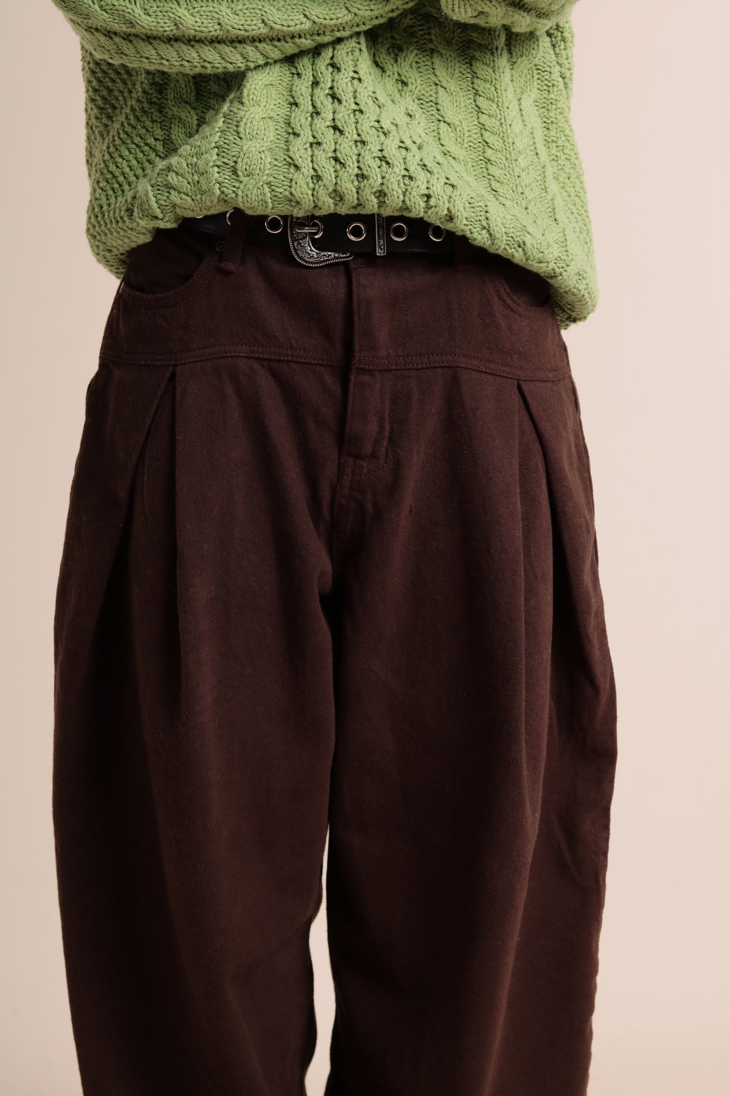 Nolan Pleat Pants (Brown)