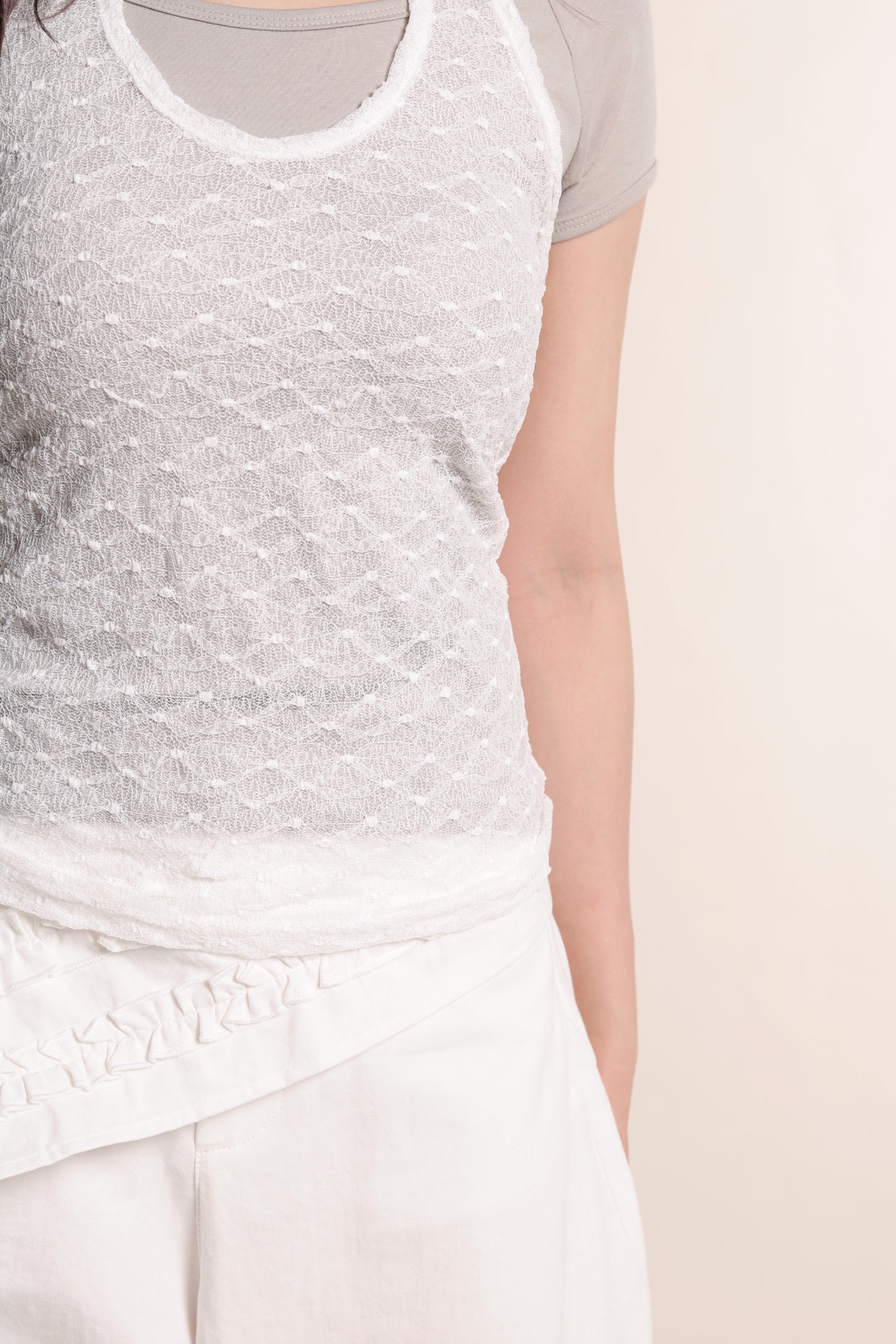 Layered Halter Top Set (White)