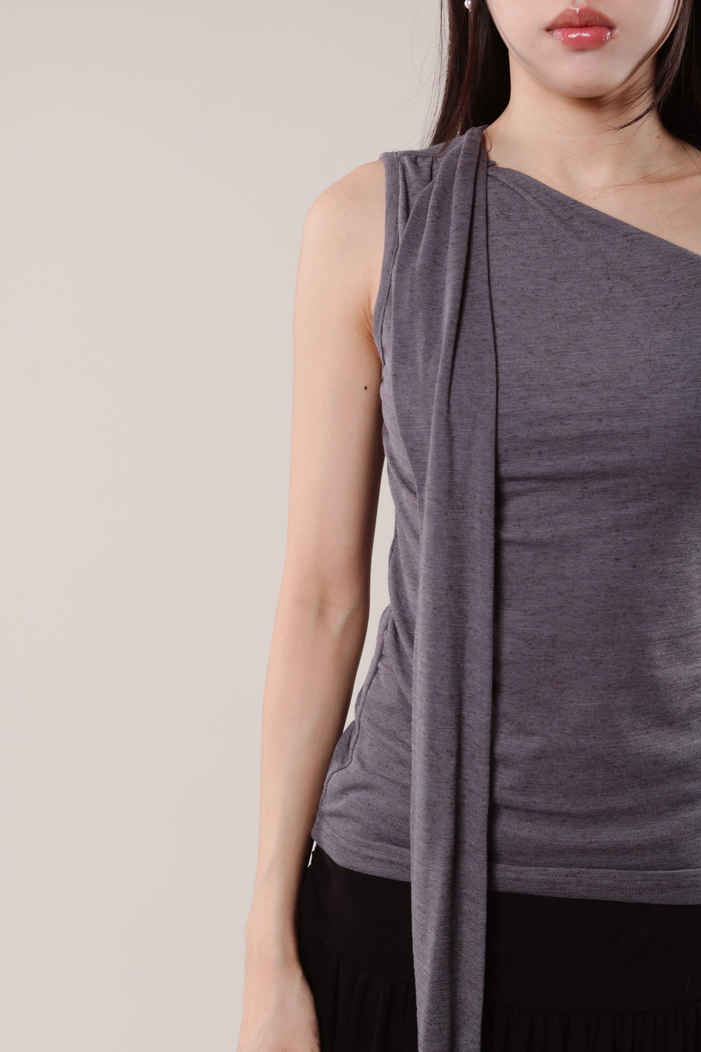 Linen Scarf Top (Charcoal)