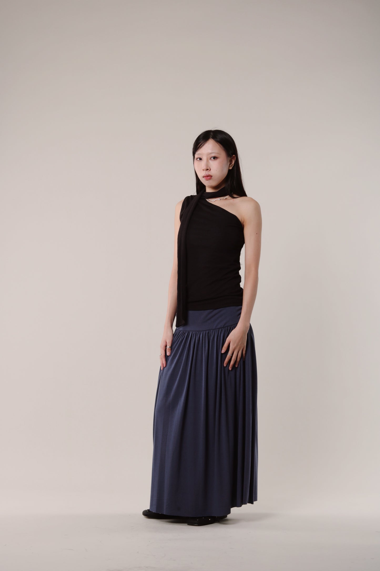 Linen Scarf Top (Black)