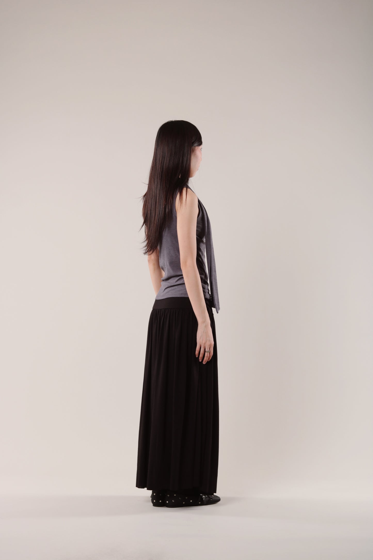 Linen Scarf Top (Charcoal)