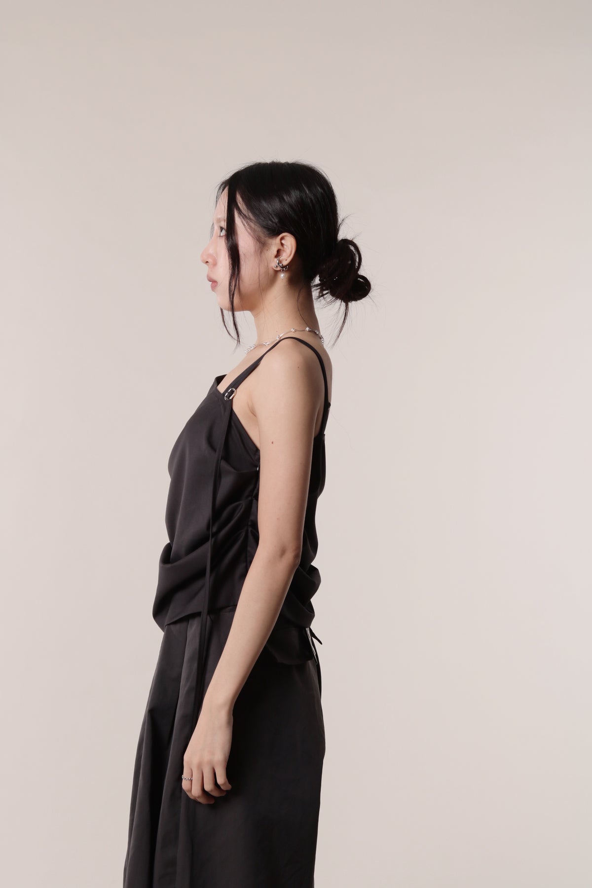 Boyce Gathered Sleeveless Top (Charcoal)