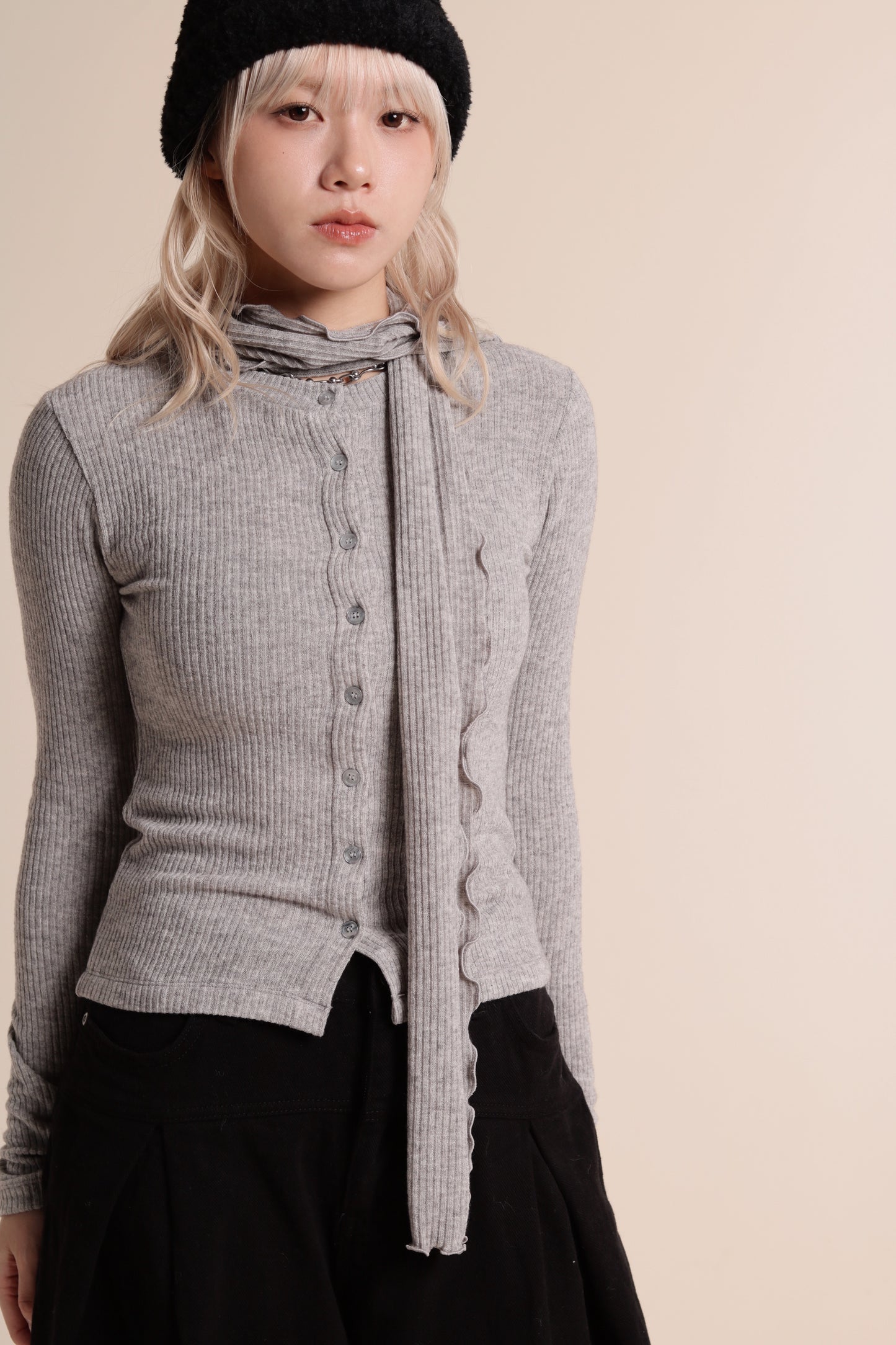 Little Scarf Cardigan (Grey)