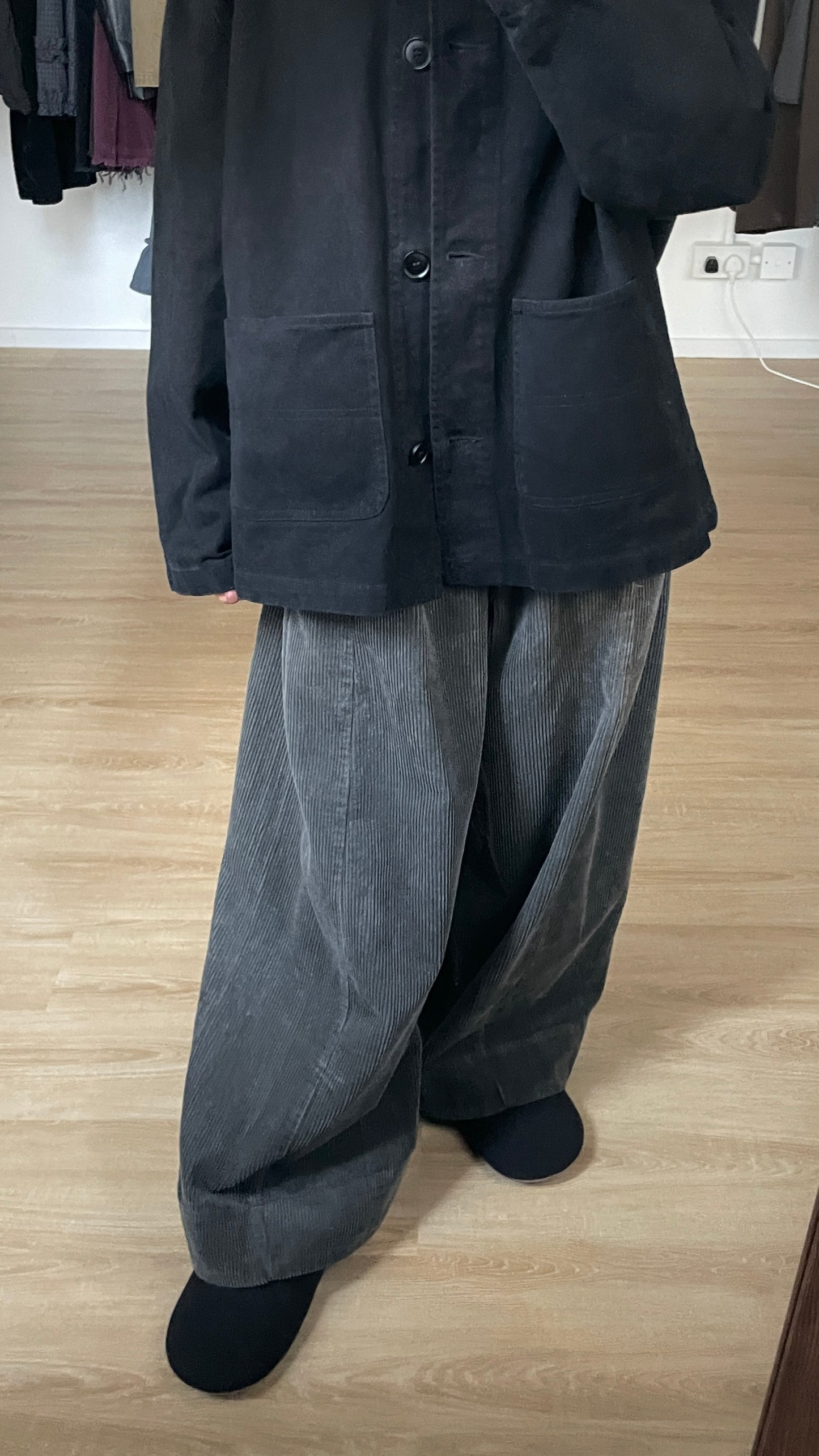 Corduroy Wide Pants (Grey)