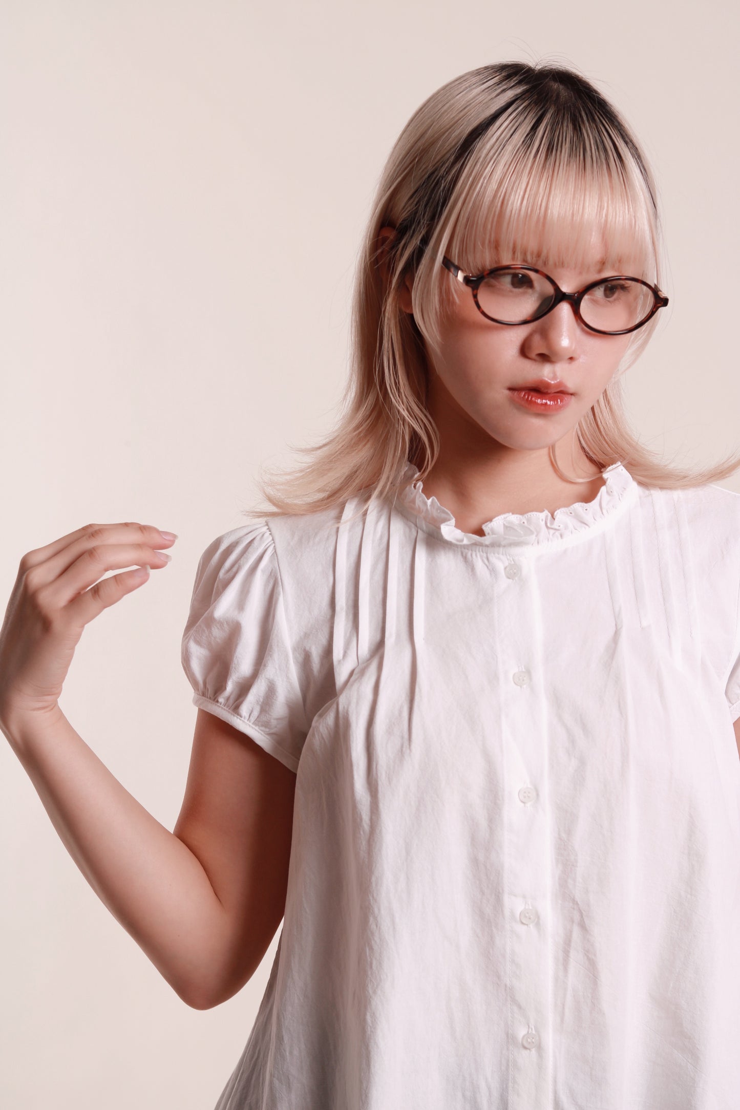 Puff Sleeve Blouse (White)