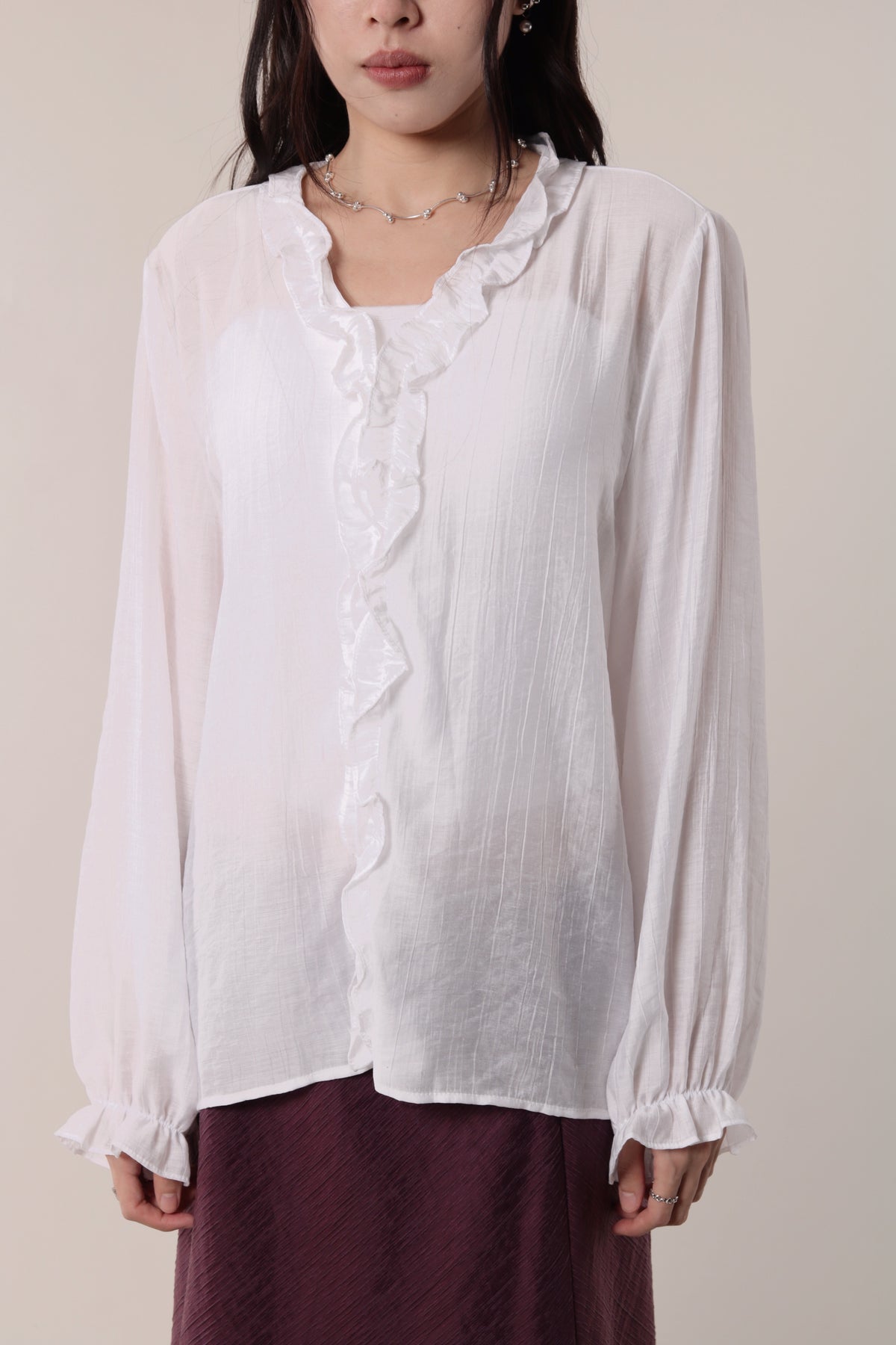 Retro Ruffle Shirt (White)